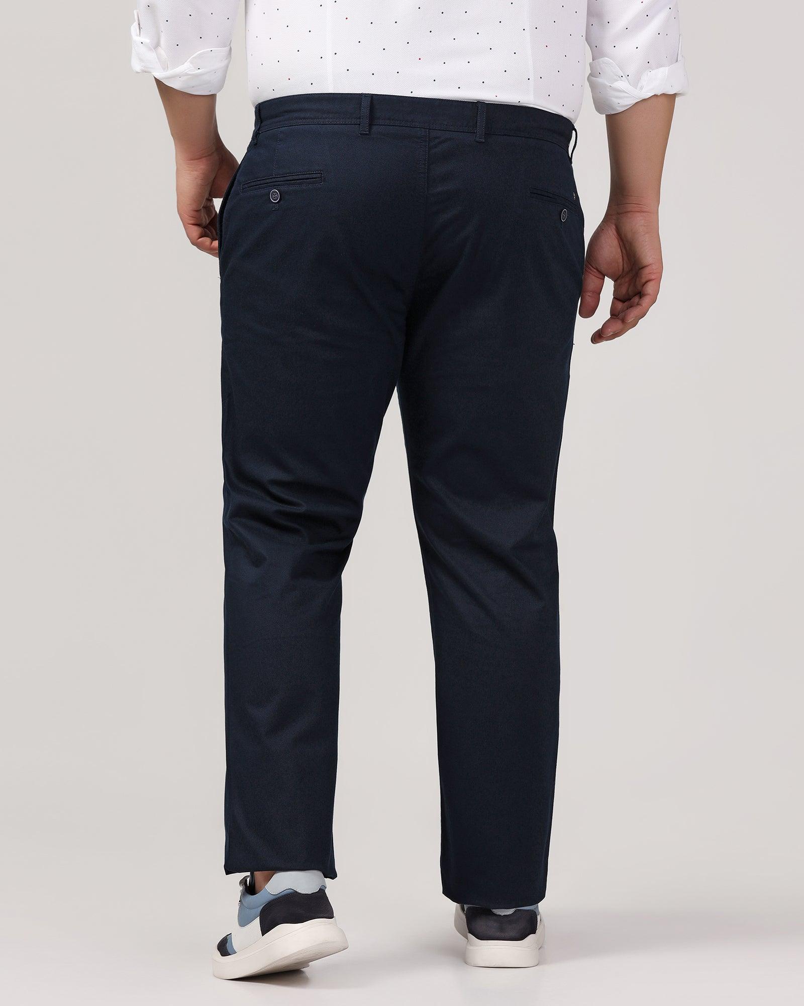 Slim Fit B-91 Casual Navy Solid Khakis - Kiler - Image 8