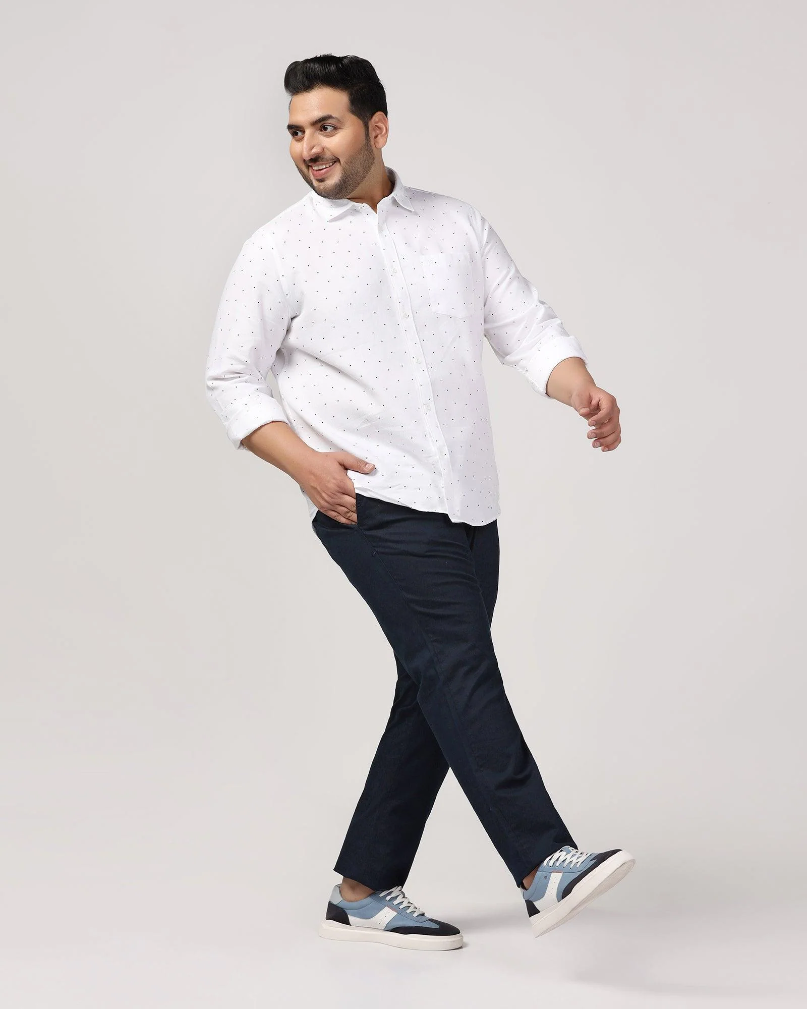 Slim Fit B-91 Casual Navy Solid Khakis - Kiler - Image 9