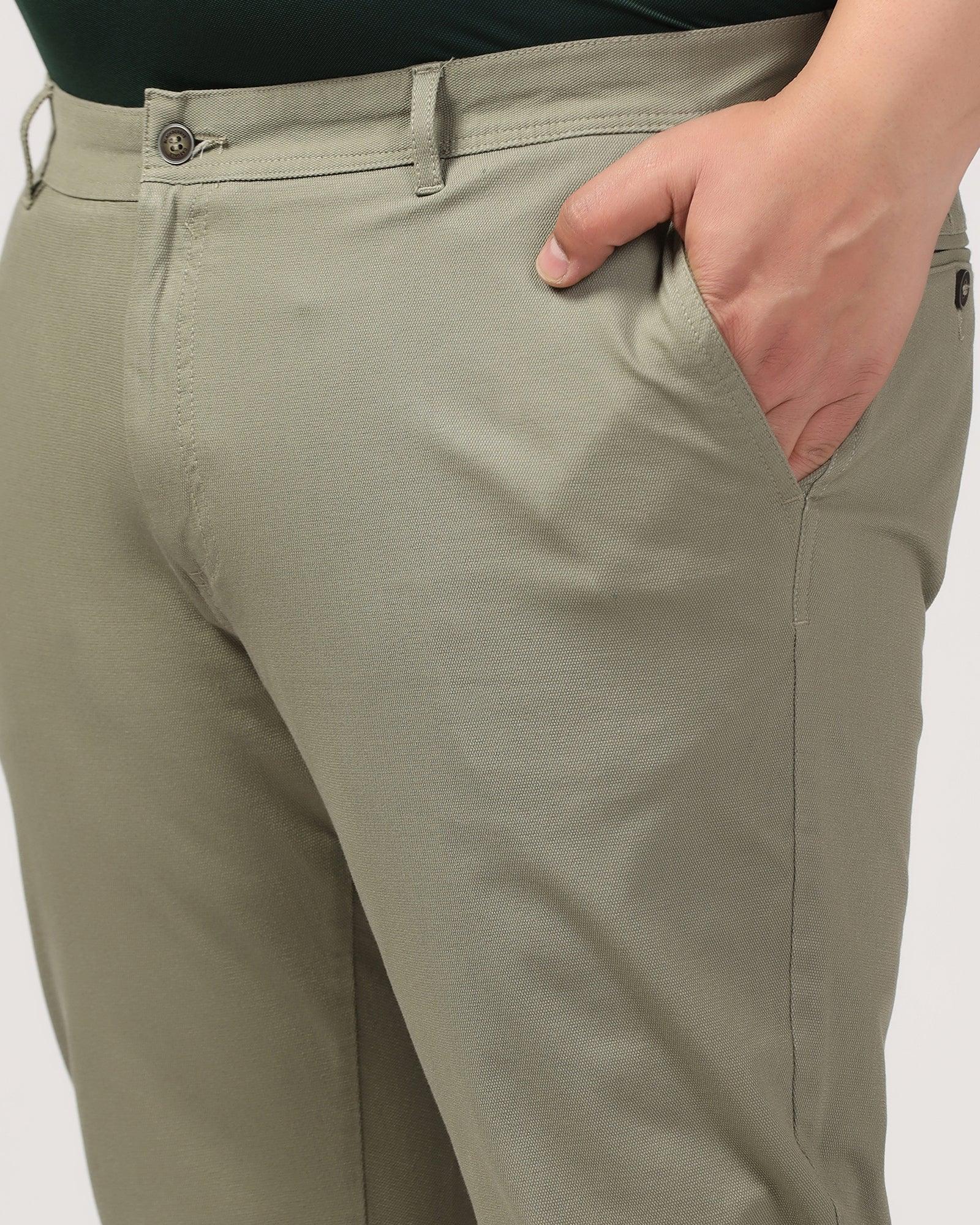 Slim Fit B-91 Casual Olive Solid Khakis - Kiler - Image 10