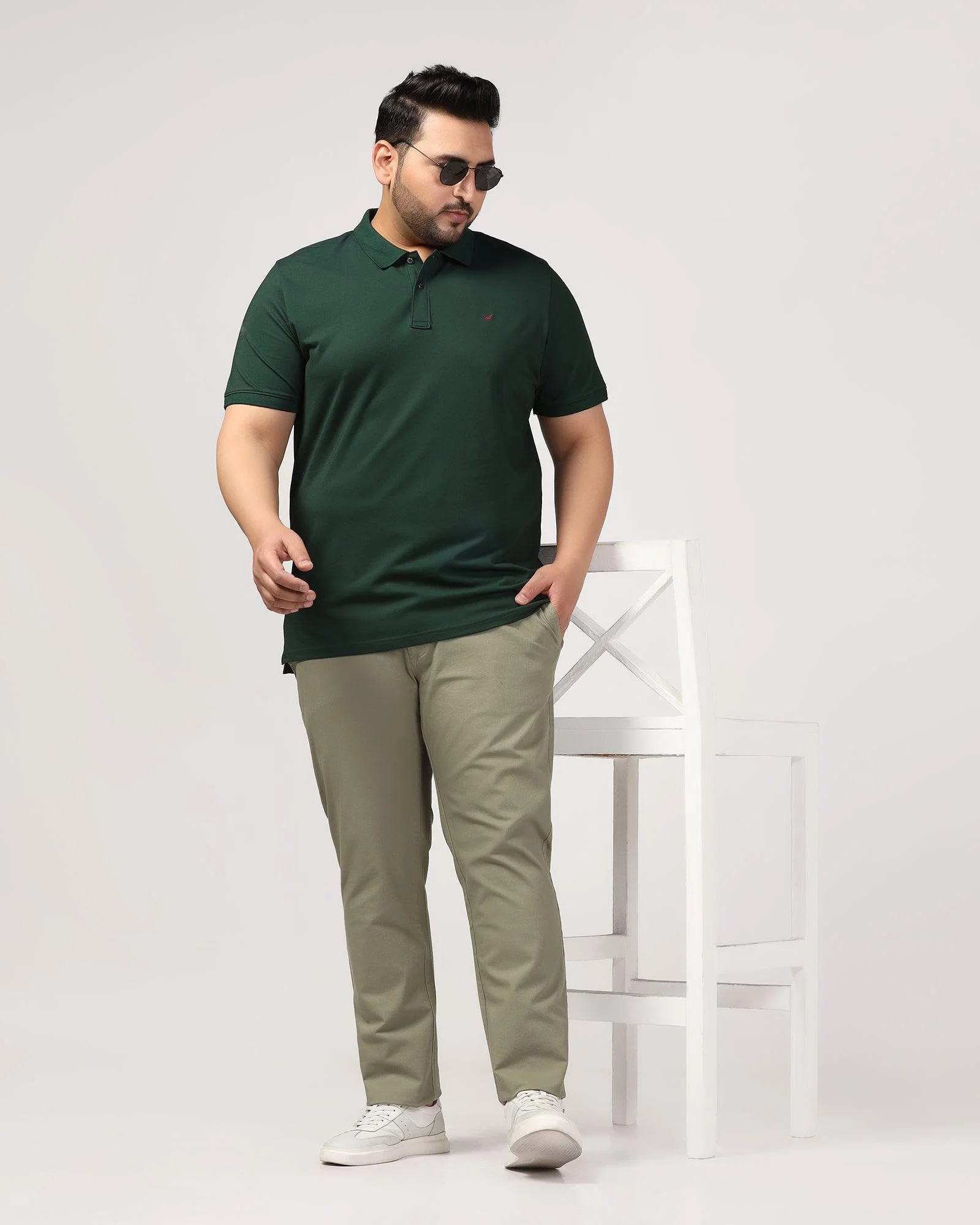 Slim Fit B-91 Casual Olive Solid Khakis - Kiler - Image 11