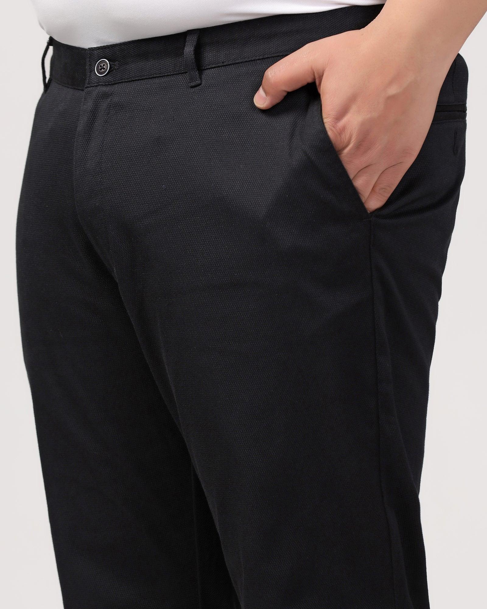 Must Haves Slim Comfort B-95 Casual Black Solid Khakis - Kimon - Image 10
