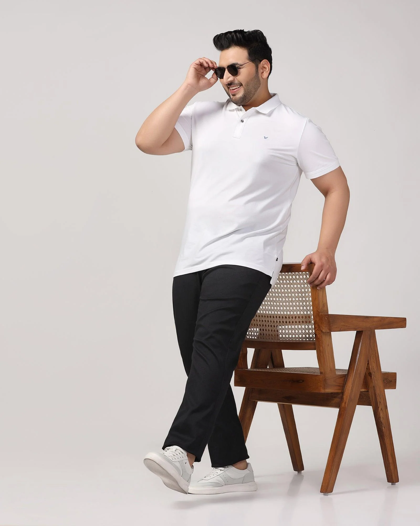 Must Haves Slim Comfort B-95 Casual Black Solid Khakis - Kimon - Image 11