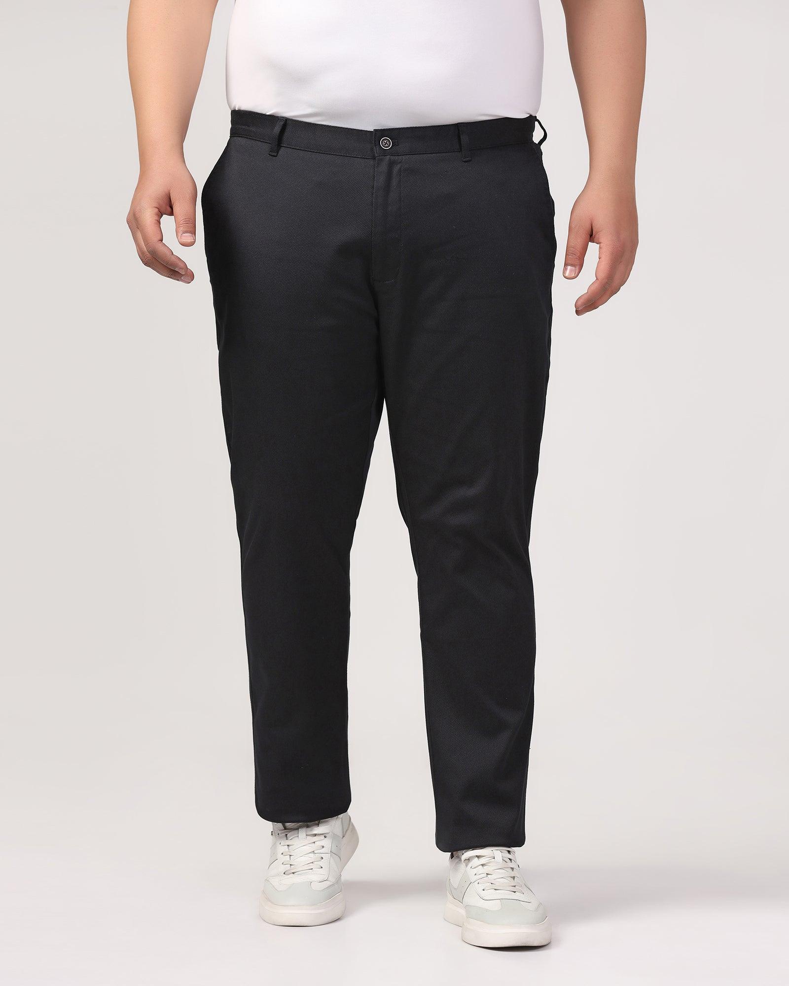 Must Haves Slim Comfort B-95 Casual Black Solid Khakis - Kimon - Image 7