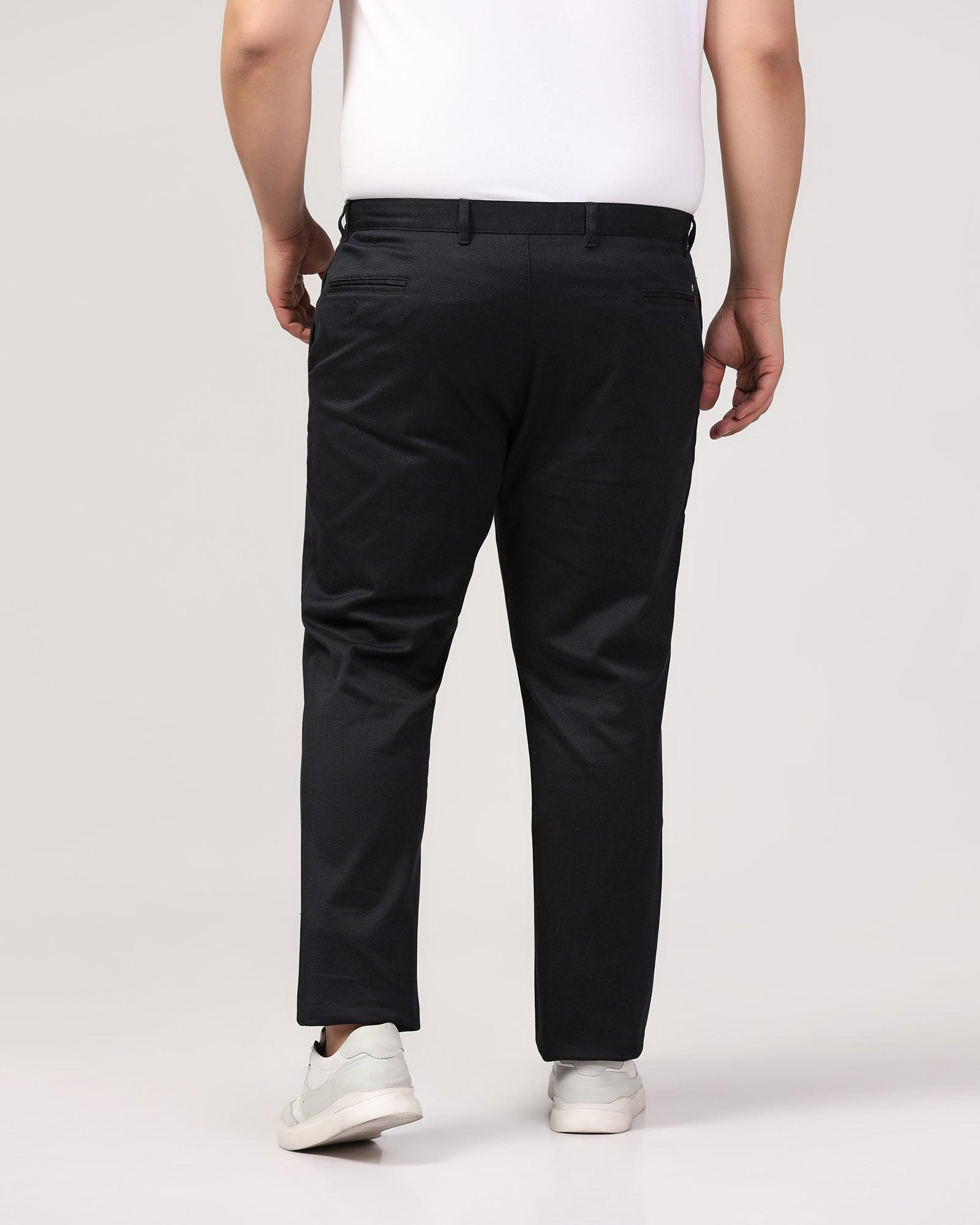 Must Haves Slim Comfort B-95 Casual Black Solid Khakis - Kimon - Image 8