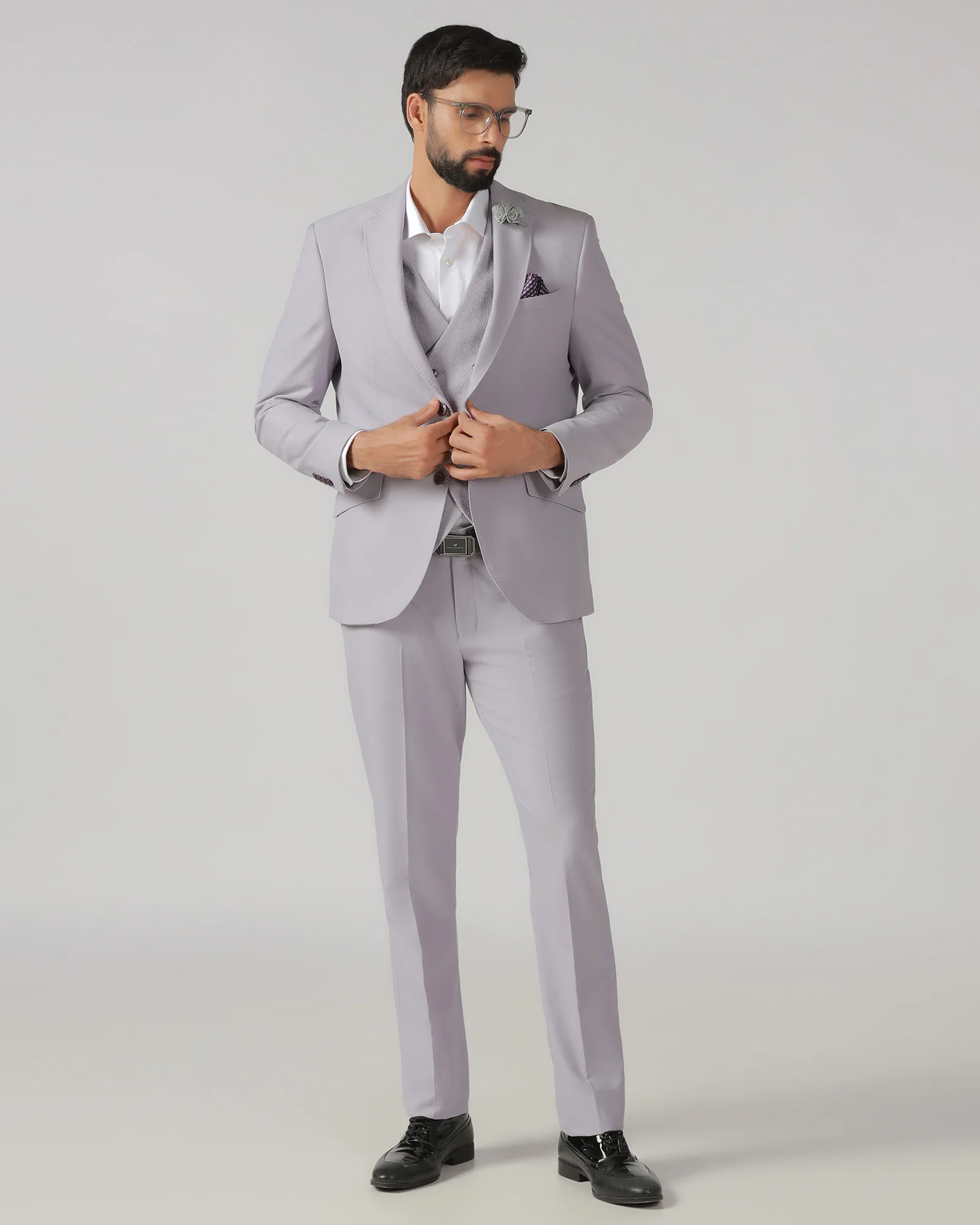 Lavender Three Piece Textured Suit - Heddle - Image 8