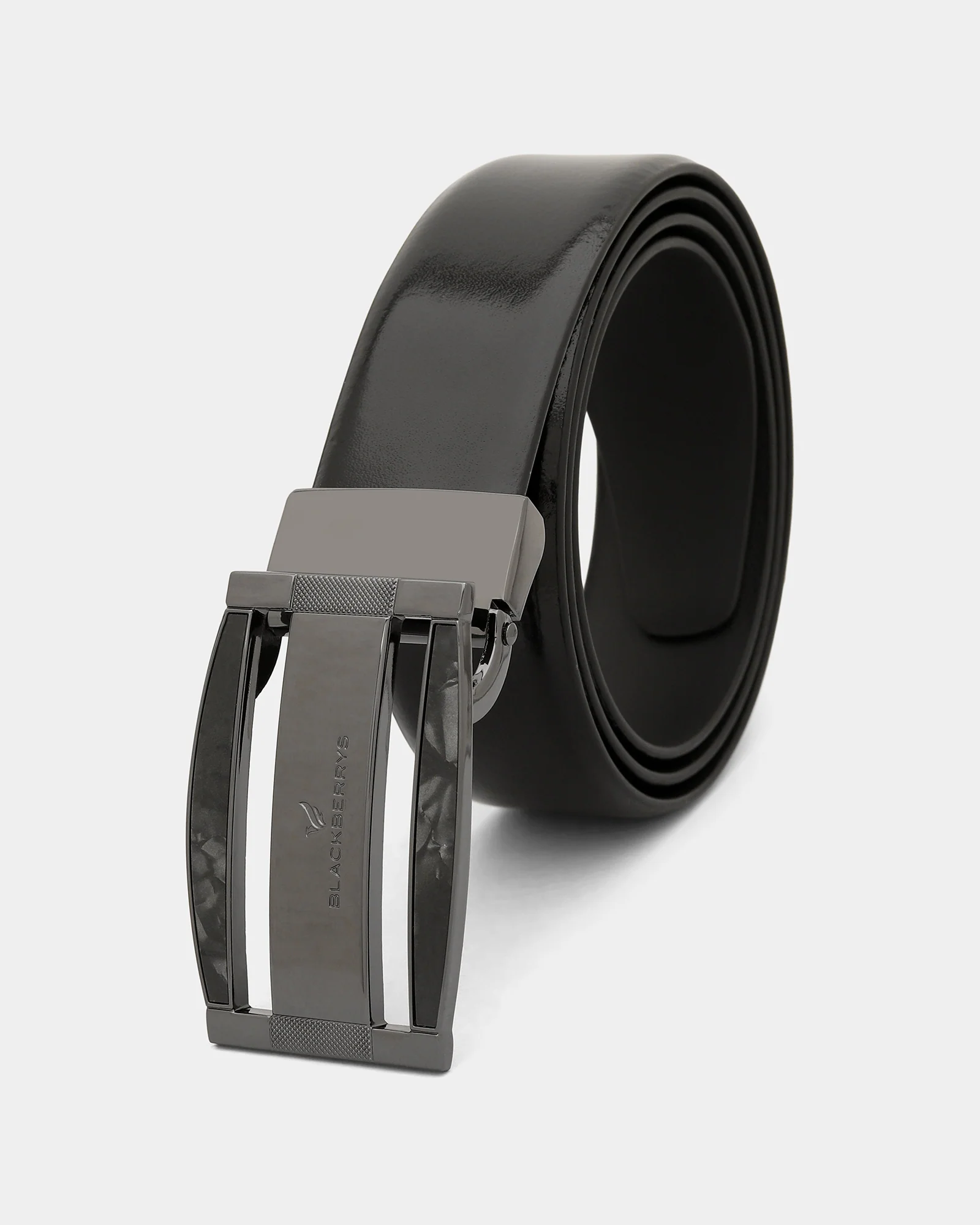 Leather Black Solid Belt - Alnoite - Image 3