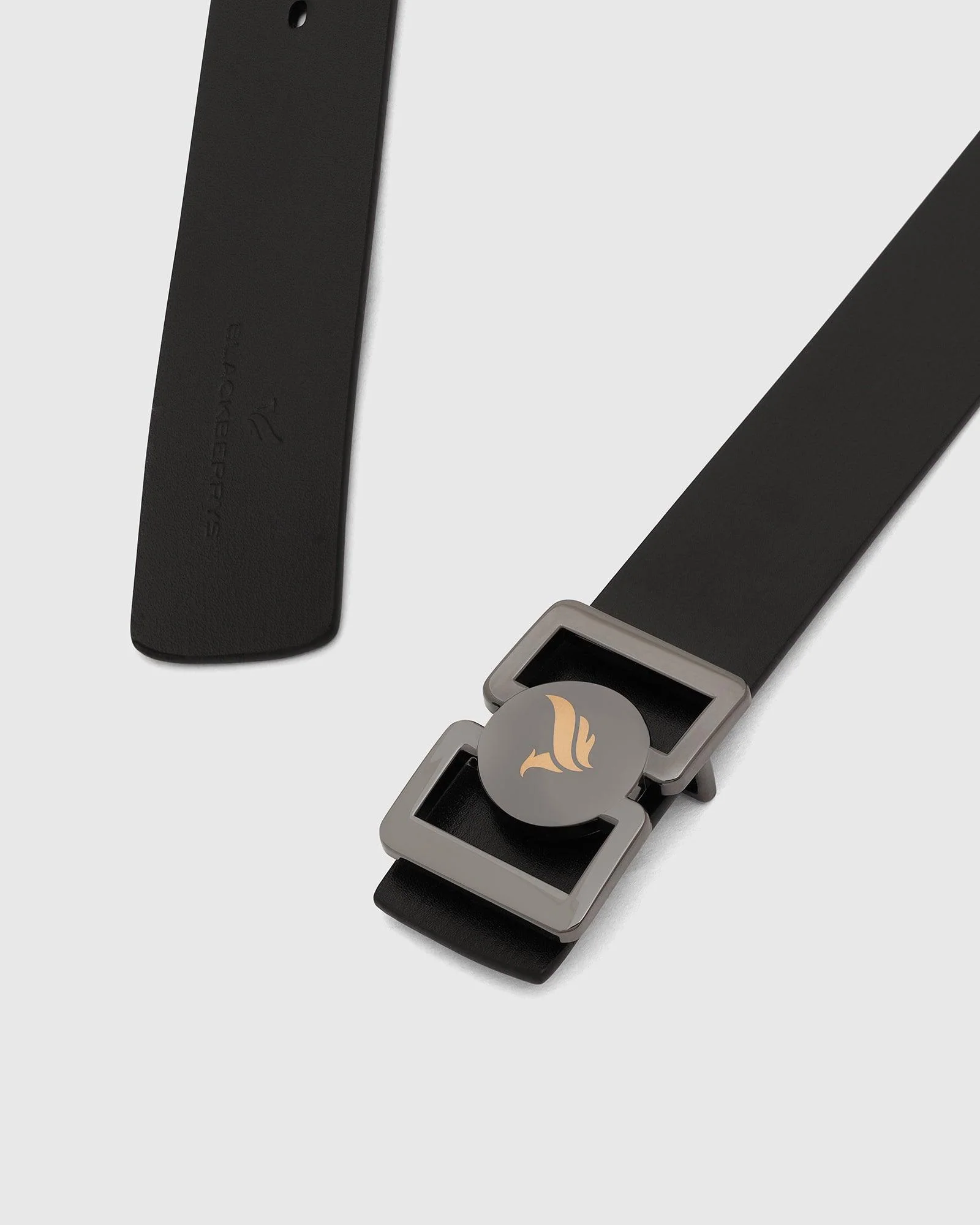 Leather Black Solid Belt - Umiro - Image 2
