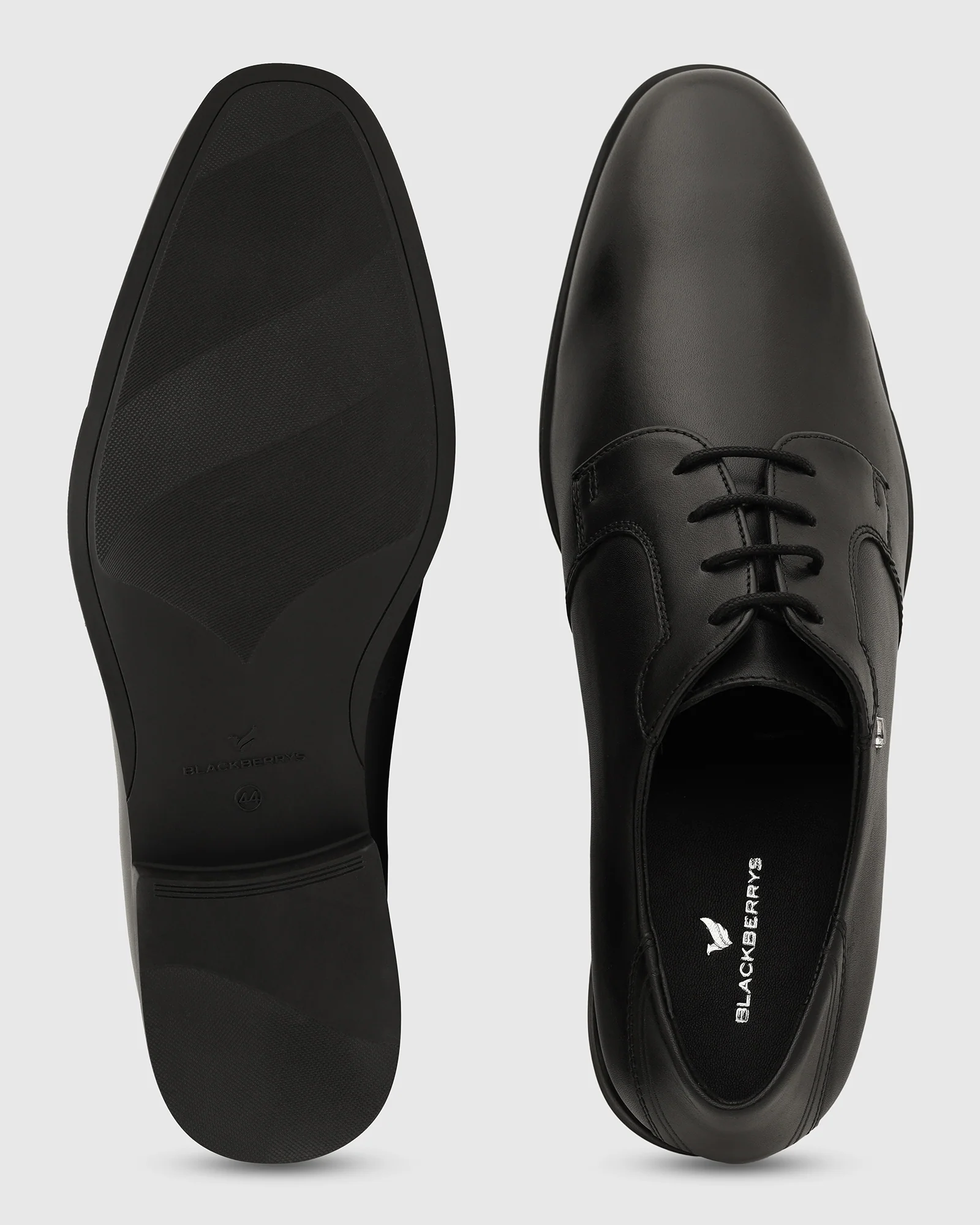 Leather Black Solid Derby Shoes - Varg - Image 3