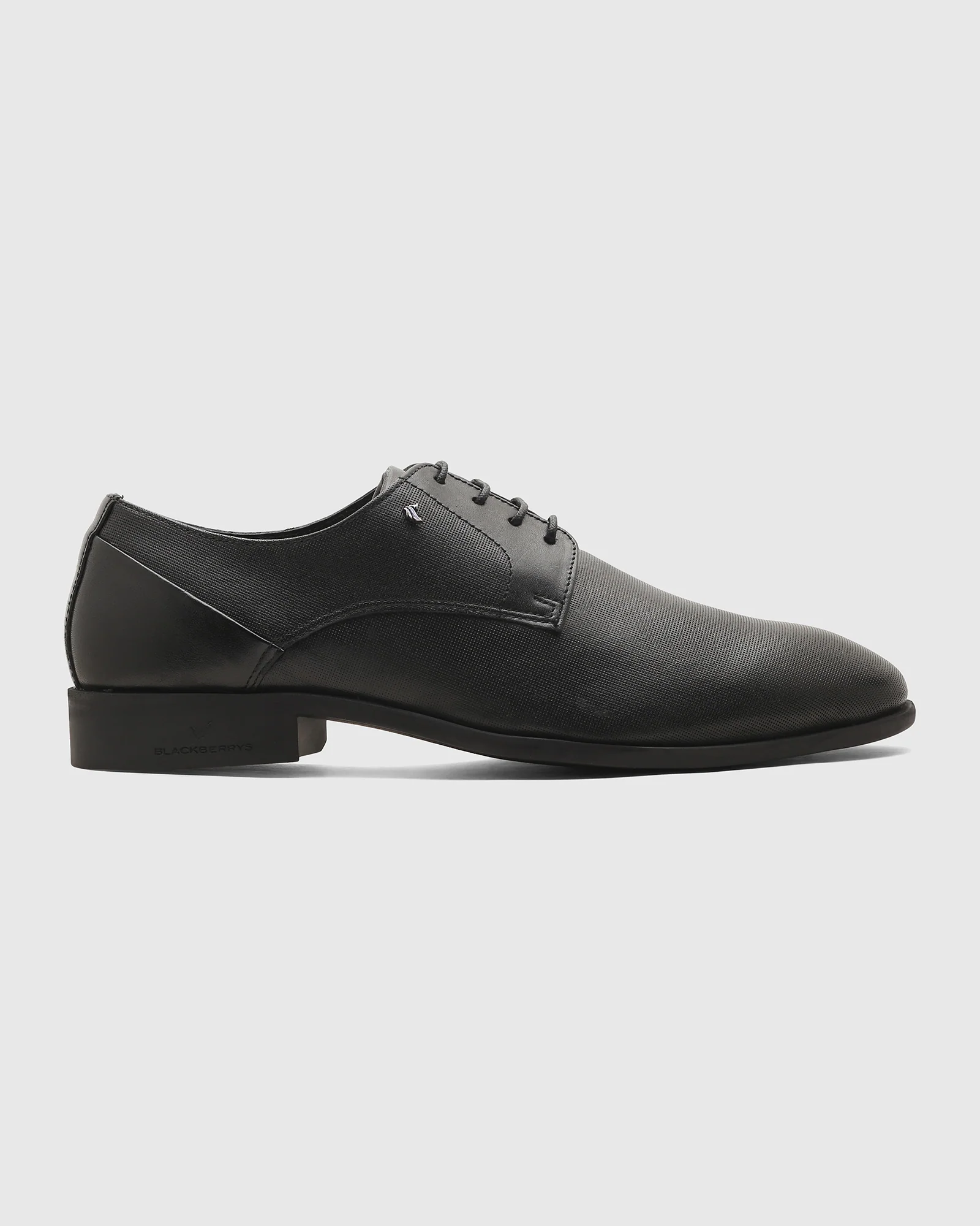Leather Black Textured Derby Shoes - New Kerry - Image 4