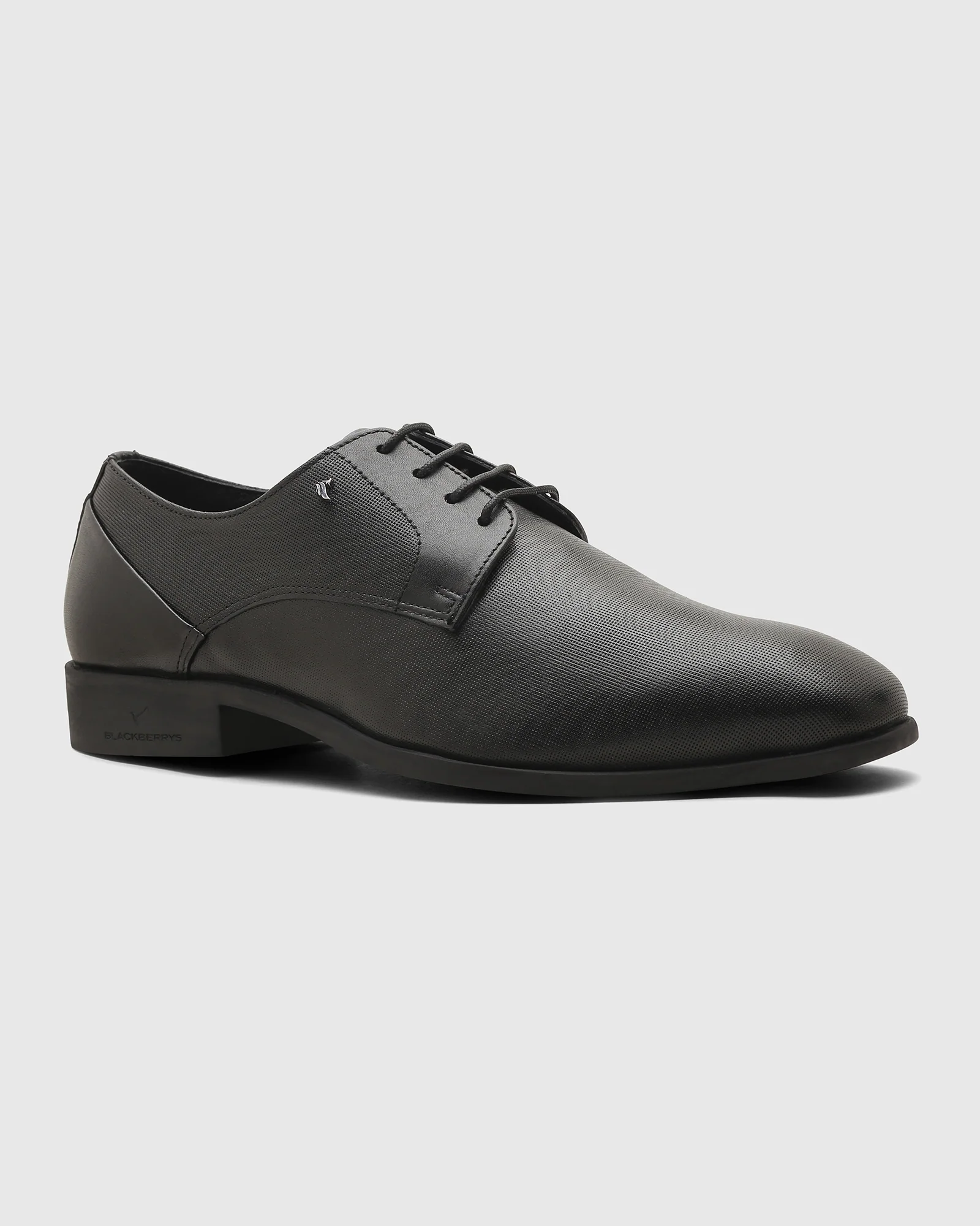 Leather Black Textured Derby Shoes - New Kerry - Image 7