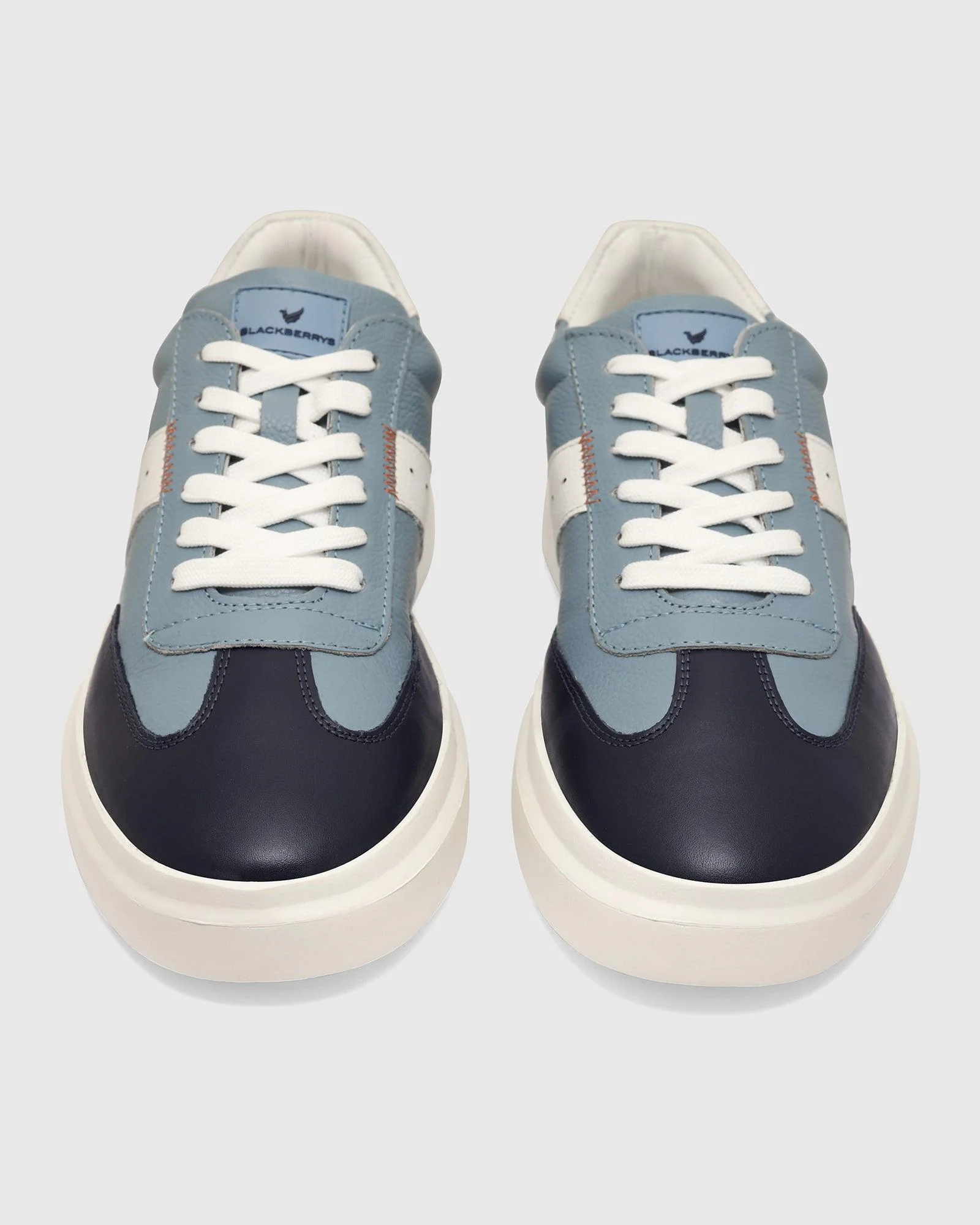 Leather Blue Solid Sneakers - Tammy - Image 6