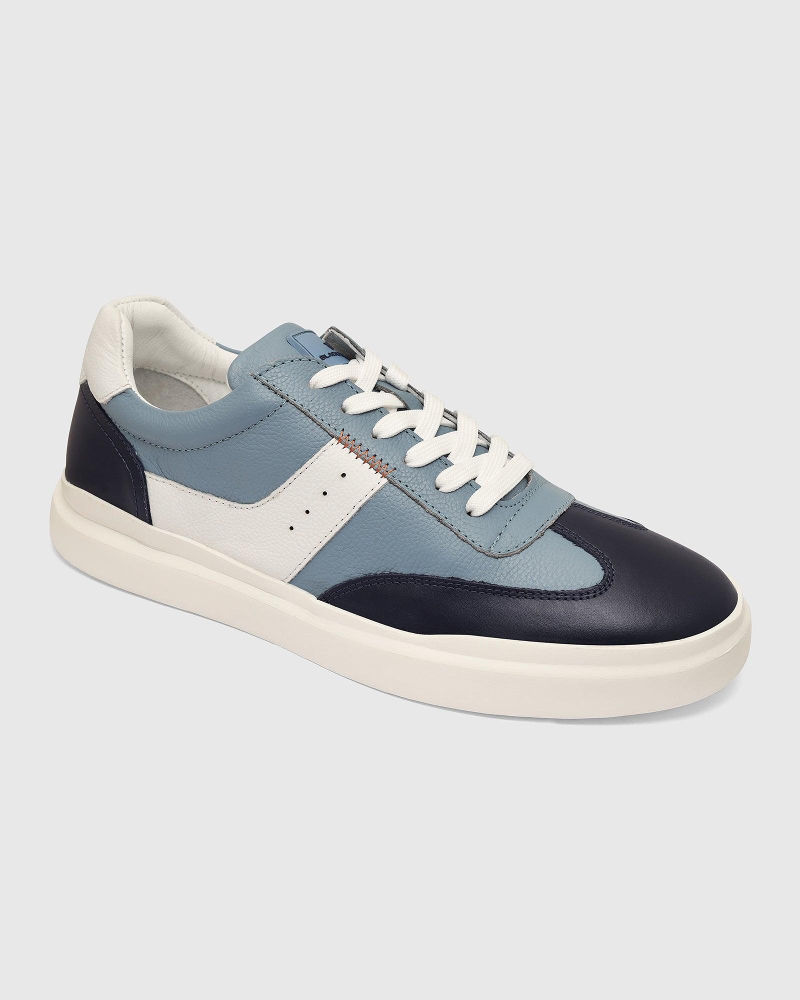 Leather Blue Solid Sneakers - Tammy - Image 7