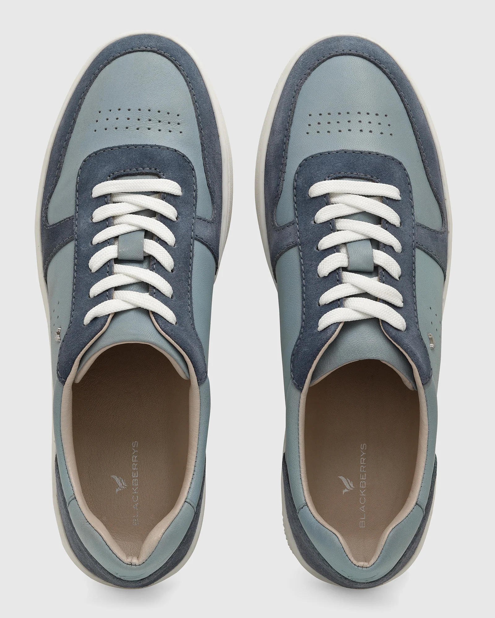 Leather Blue Solid Sneakers - Venice - Image 5