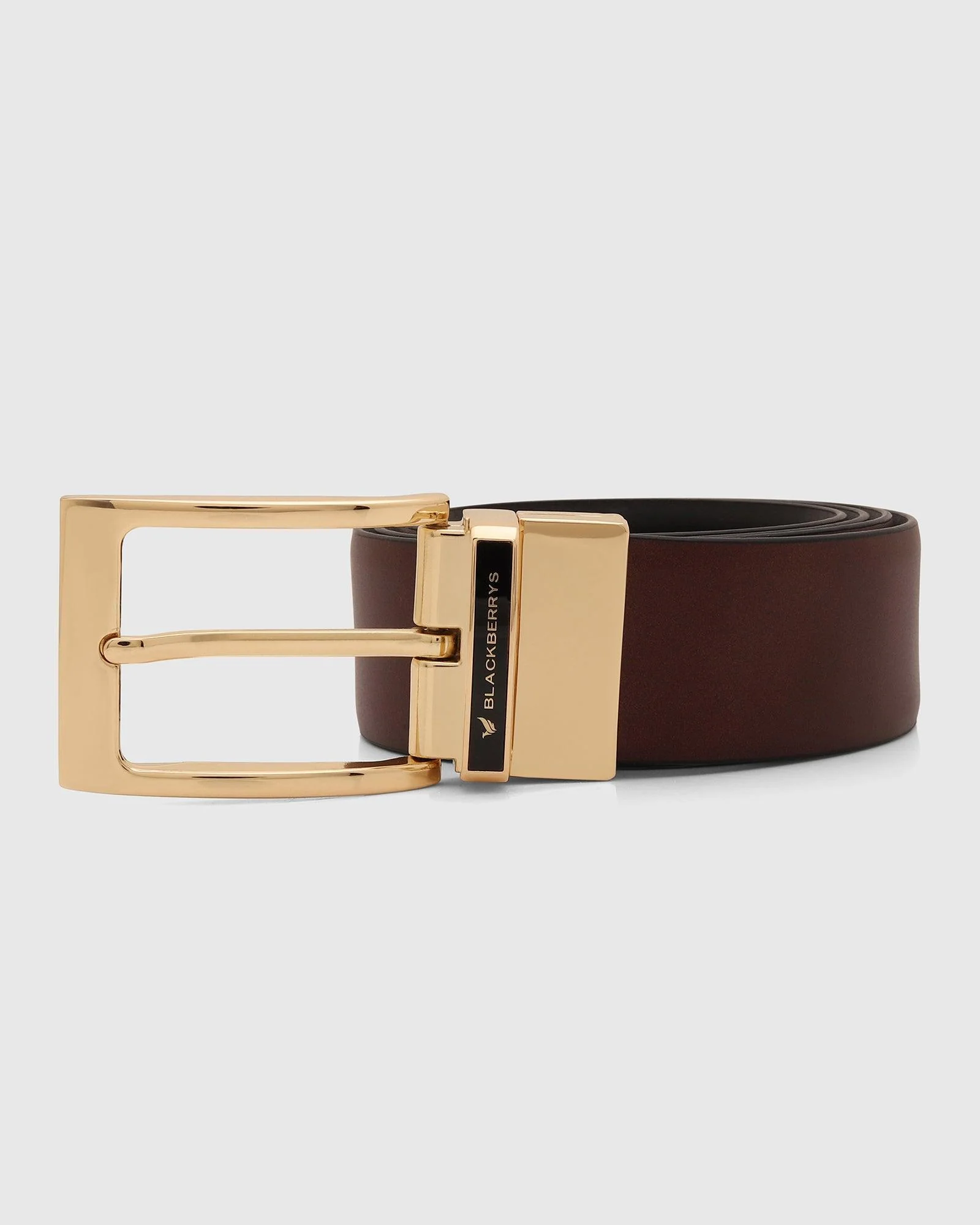 Leather Reversible Brown & Navy Solid Belt - Unna