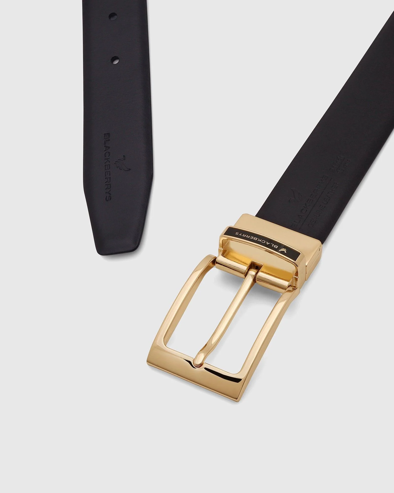 Leather Reversible Brown & Navy Solid Belt - Unna - Image 3