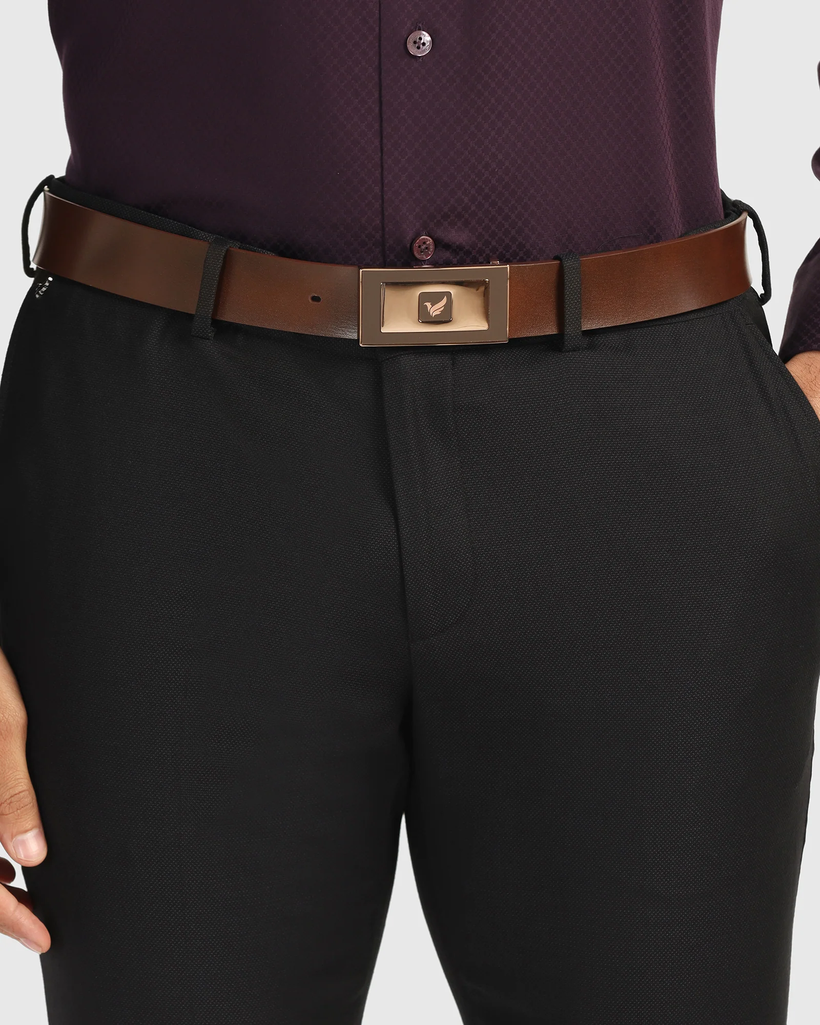 Leather Brown Solid Belt - Visna - Image 4