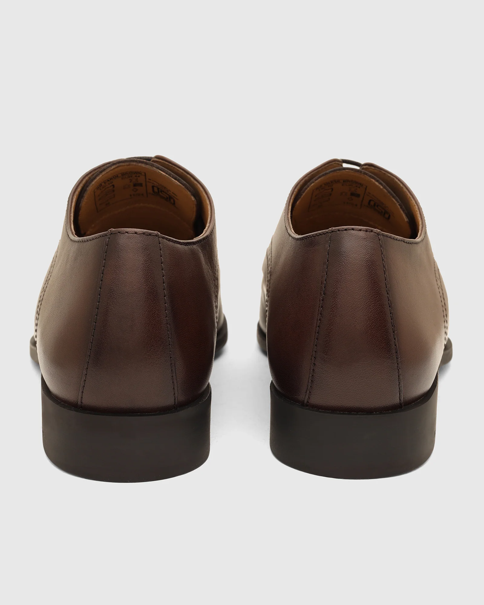 Leather Brown Solid Derby Shoes - Vakul - Image 5