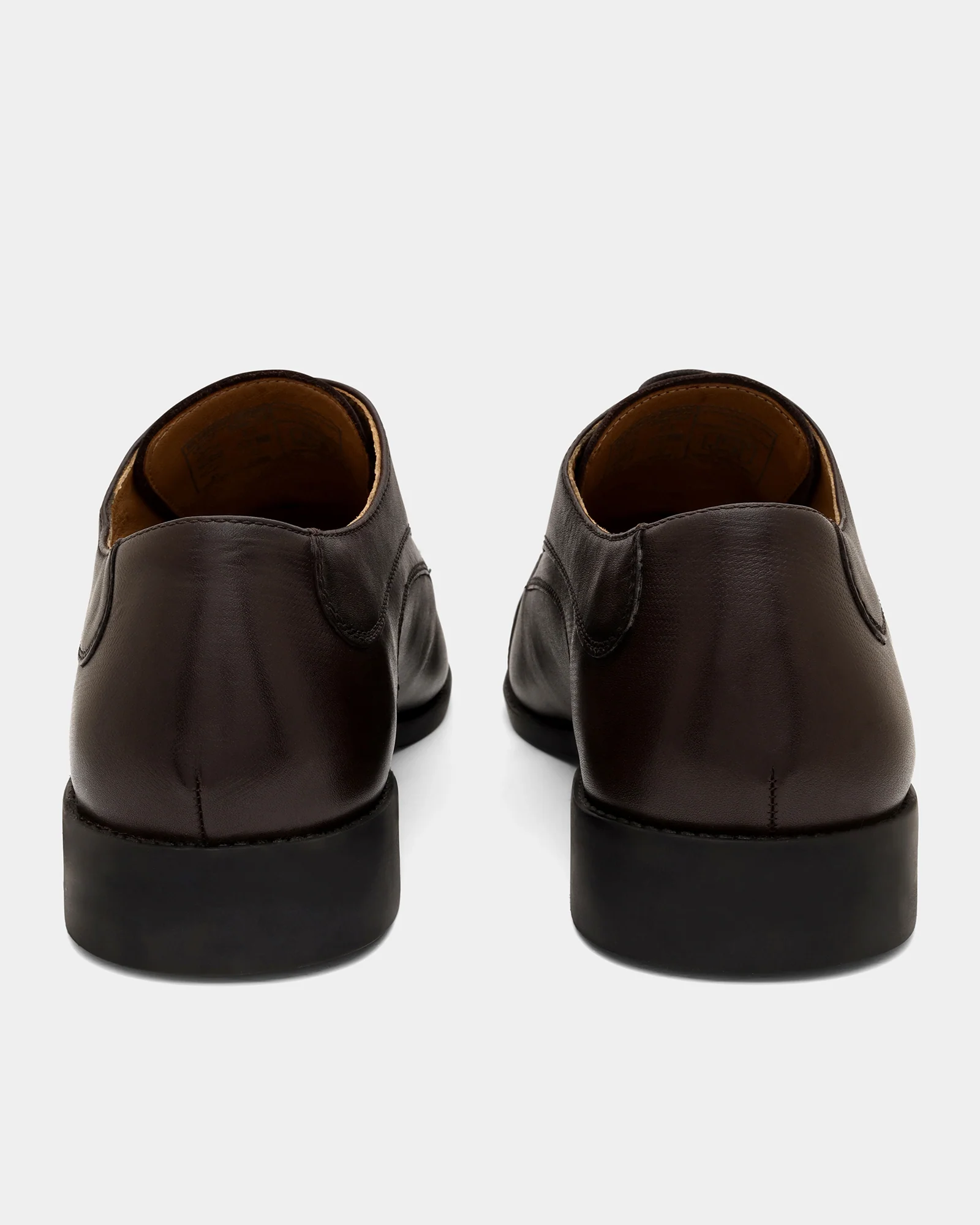 Leather Brown Solid Oxford Shoes - Apricot - Image 3