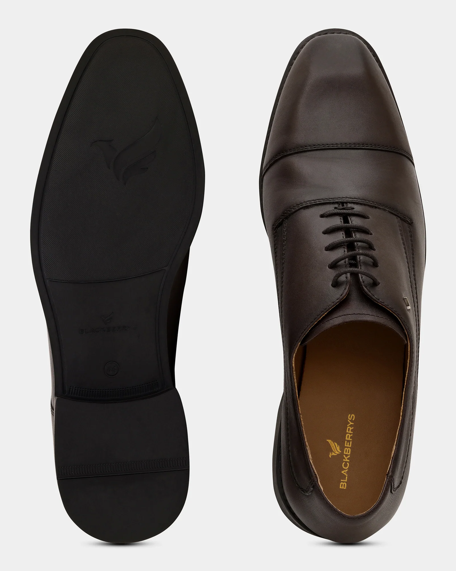 Leather Brown Solid Oxford Shoes - Apricot - Image 6