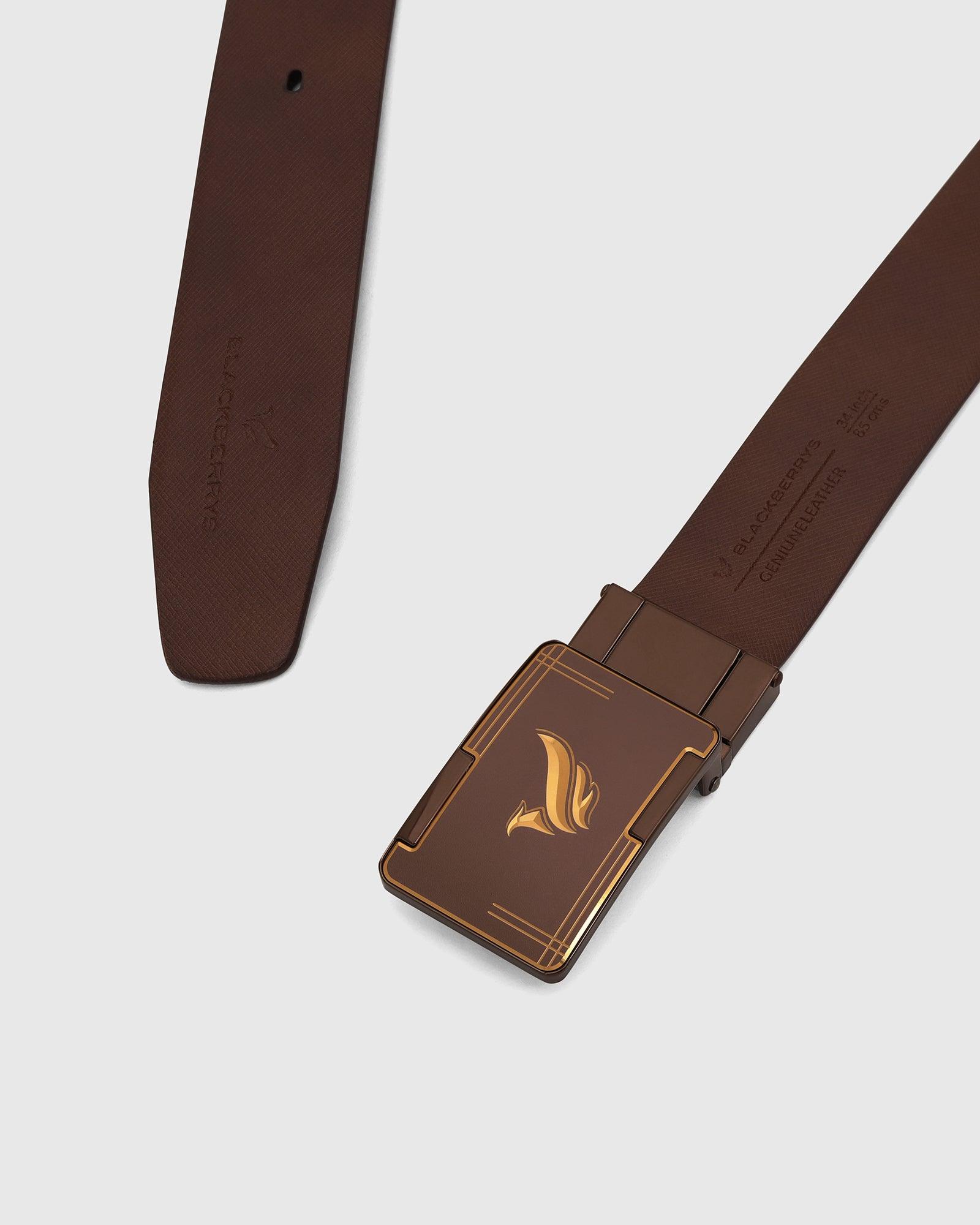Leather Reversible Brown & Tan Solid Belt - Ulron - Image 3