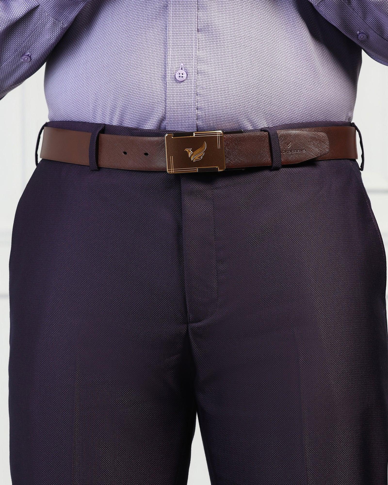 Leather Reversible Brown & Tan Solid Belt - Ulron - Image 6