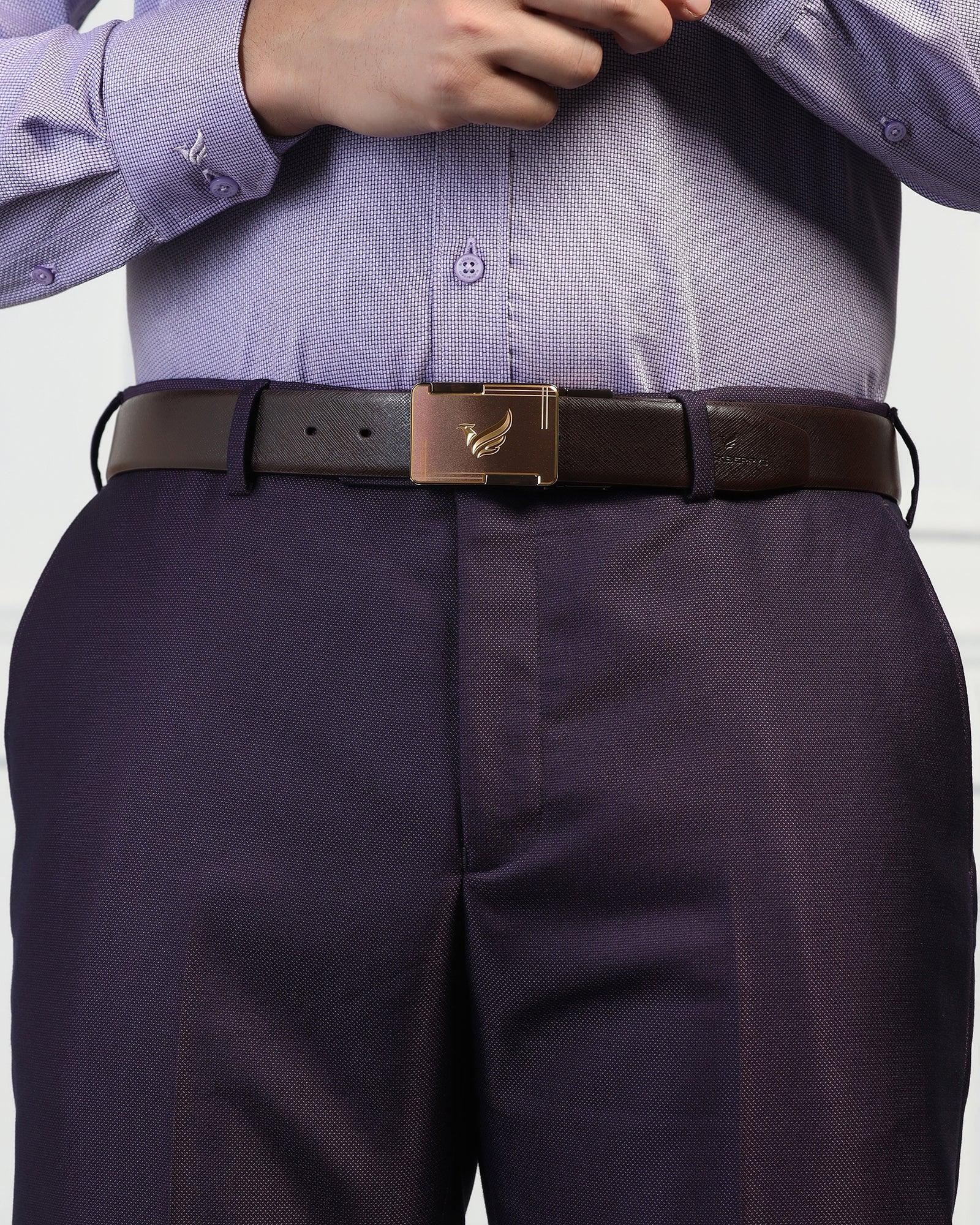 Leather Reversible Brown & Tan Solid Belt - Ulron - Image 7