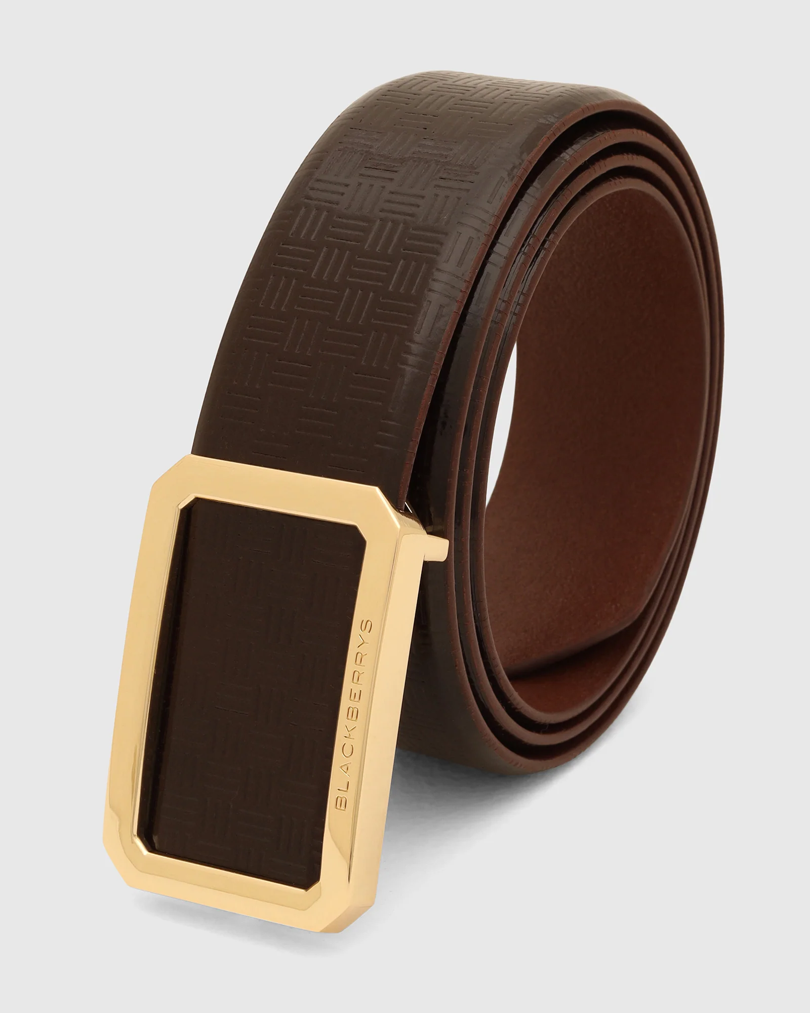 Leather Brown Textured Belt - 9Veran - Image 3