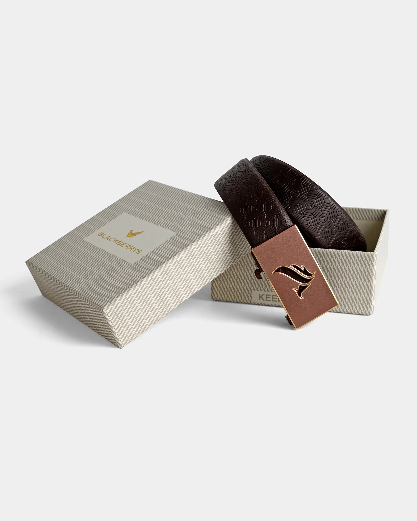 Leather Brown Textured Belt - Adamellite - Image 5