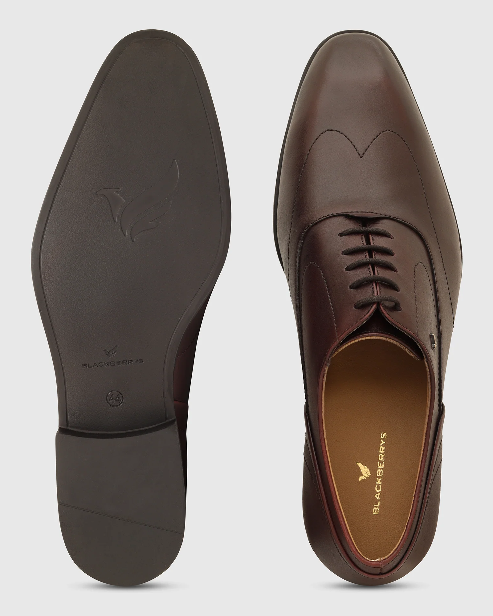 Leather Burgandy Solid Oxford Shoes - Vena - Image 3