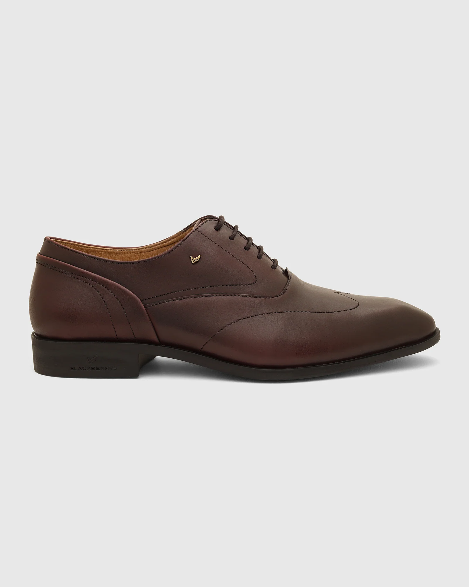 Leather Burgandy Solid Oxford Shoes - Vena - Image 6