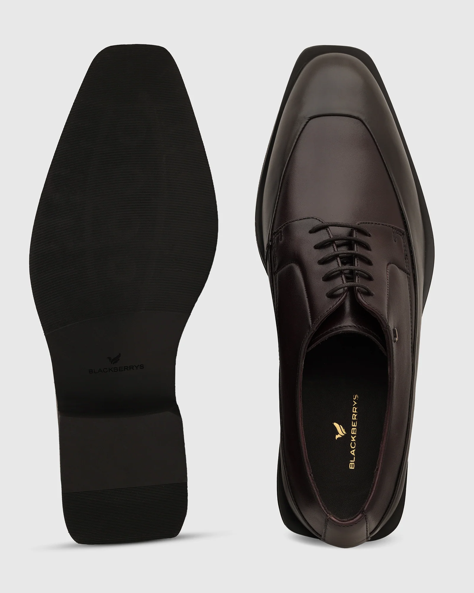 Leather Burgandy Solid Oxford Shoes - Vistara - Image 7