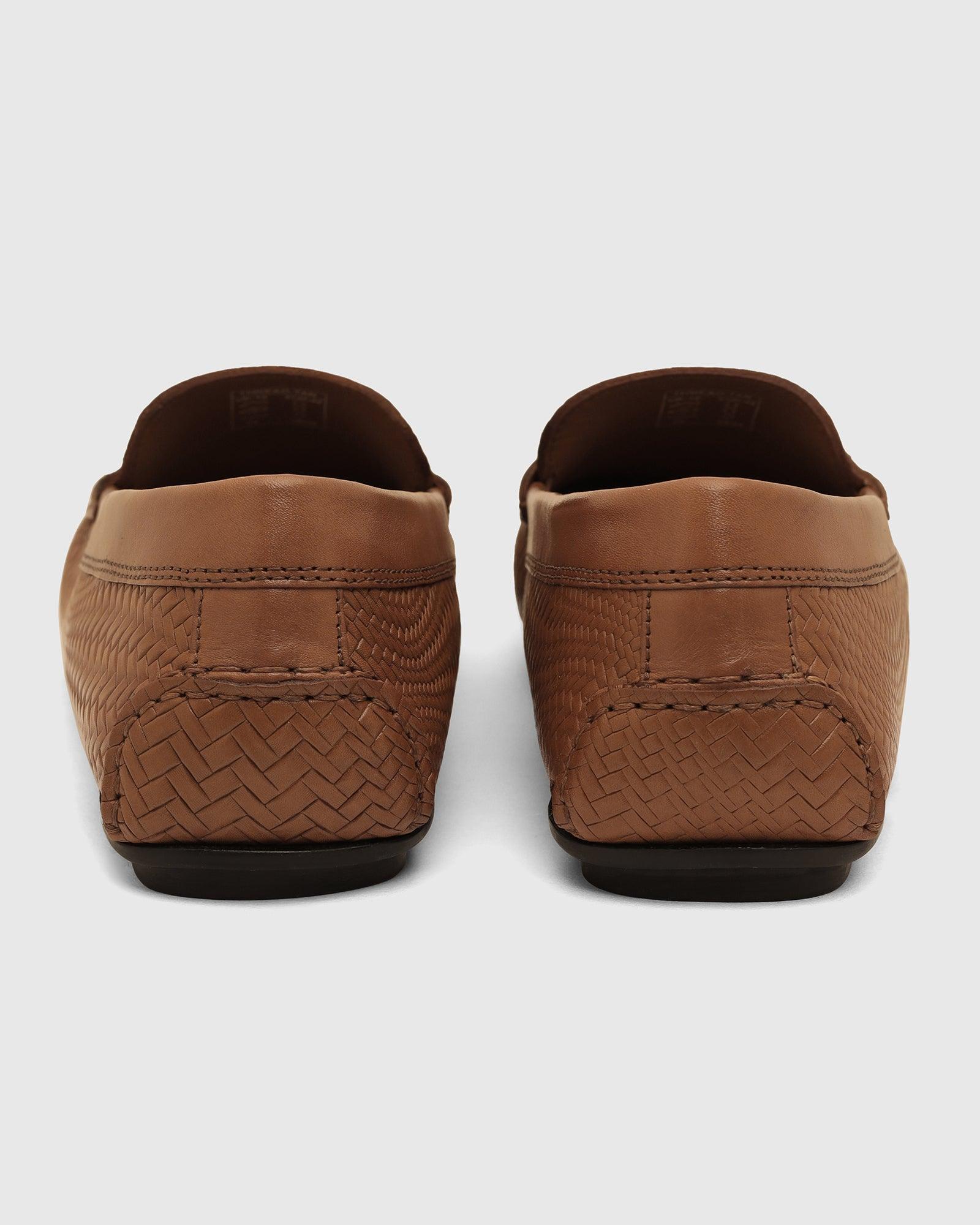Leather Casual Tan Textured Loafers Shoes - Thread - Image 5