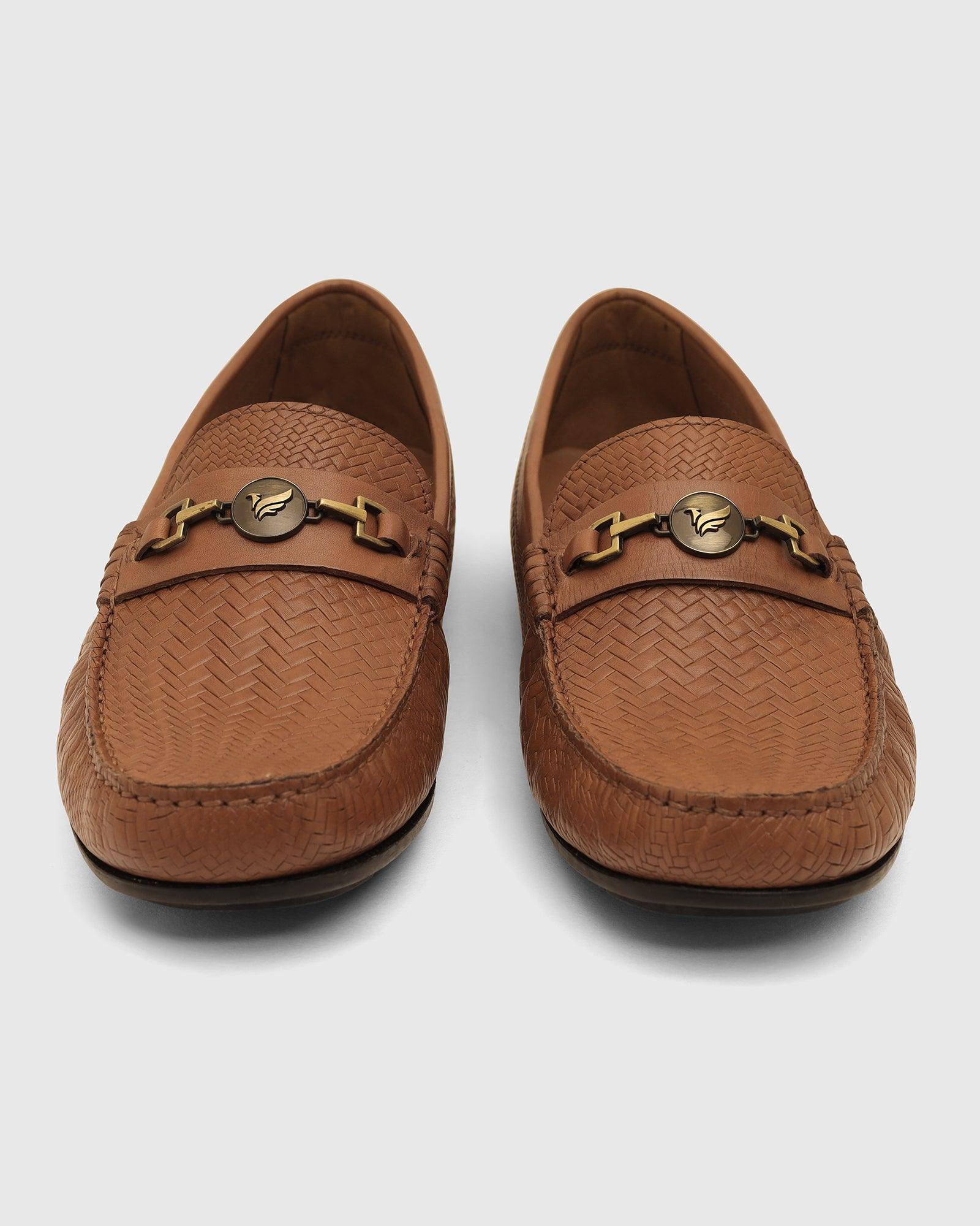 Leather Casual Tan Textured Loafers Shoes - Thread - Image 6