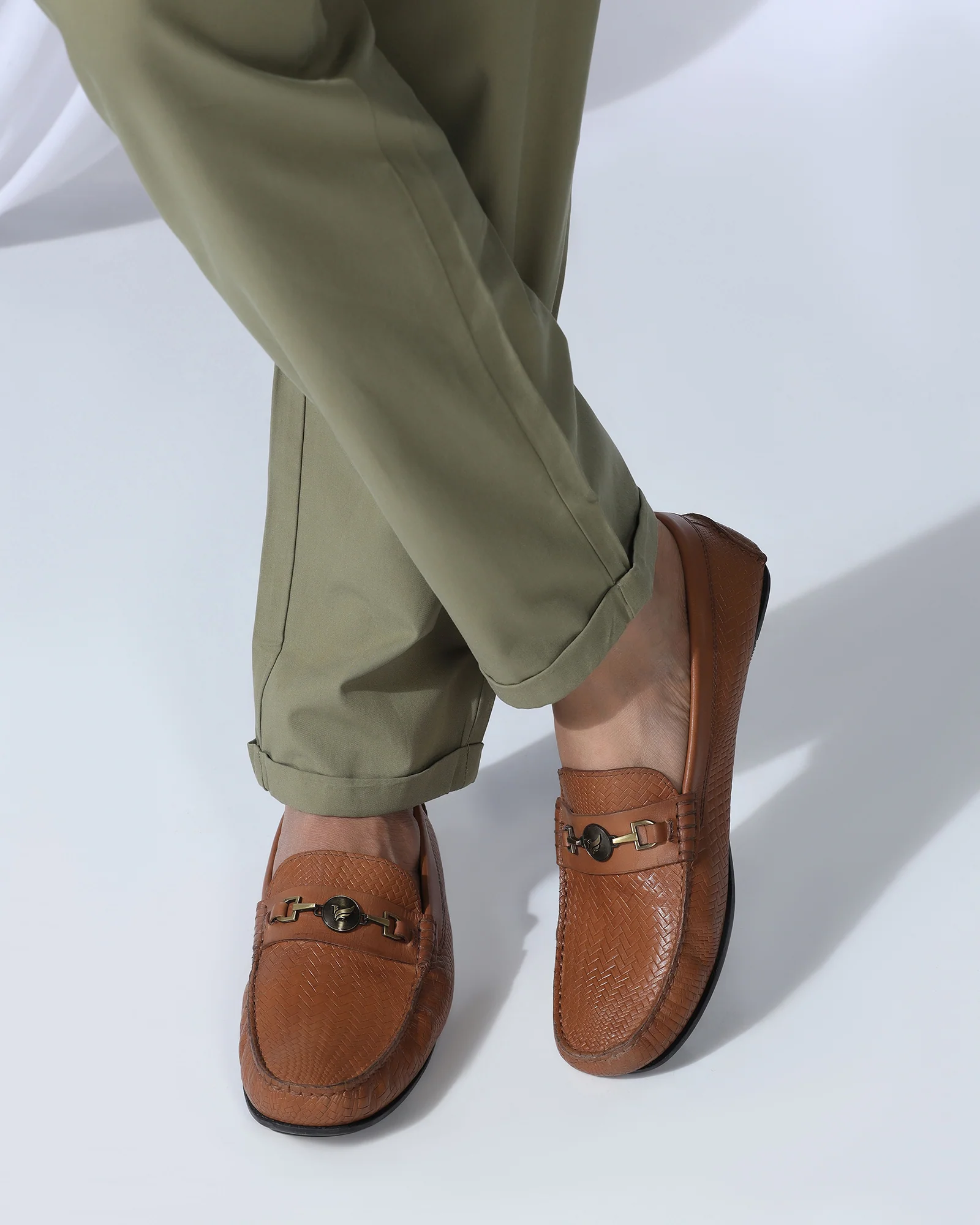 Leather Casual Tan Textured Loafers Shoes - Thread - Image 9