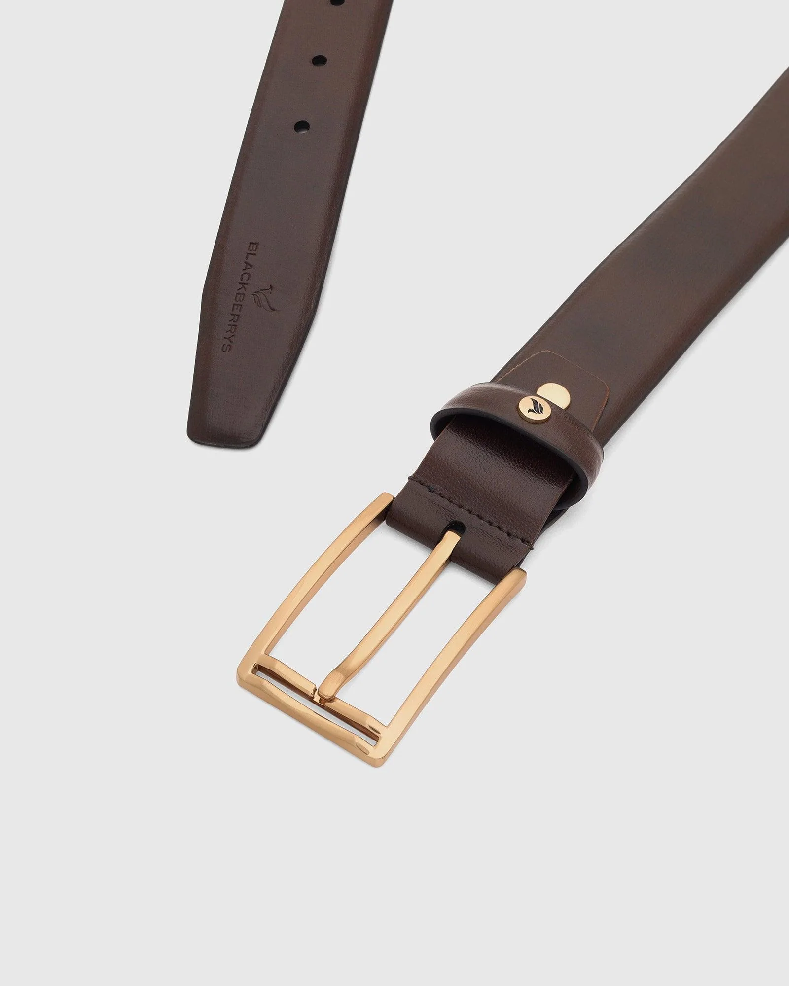 Leather Chocolate Brown Solid Belt - Uberto - Image 2