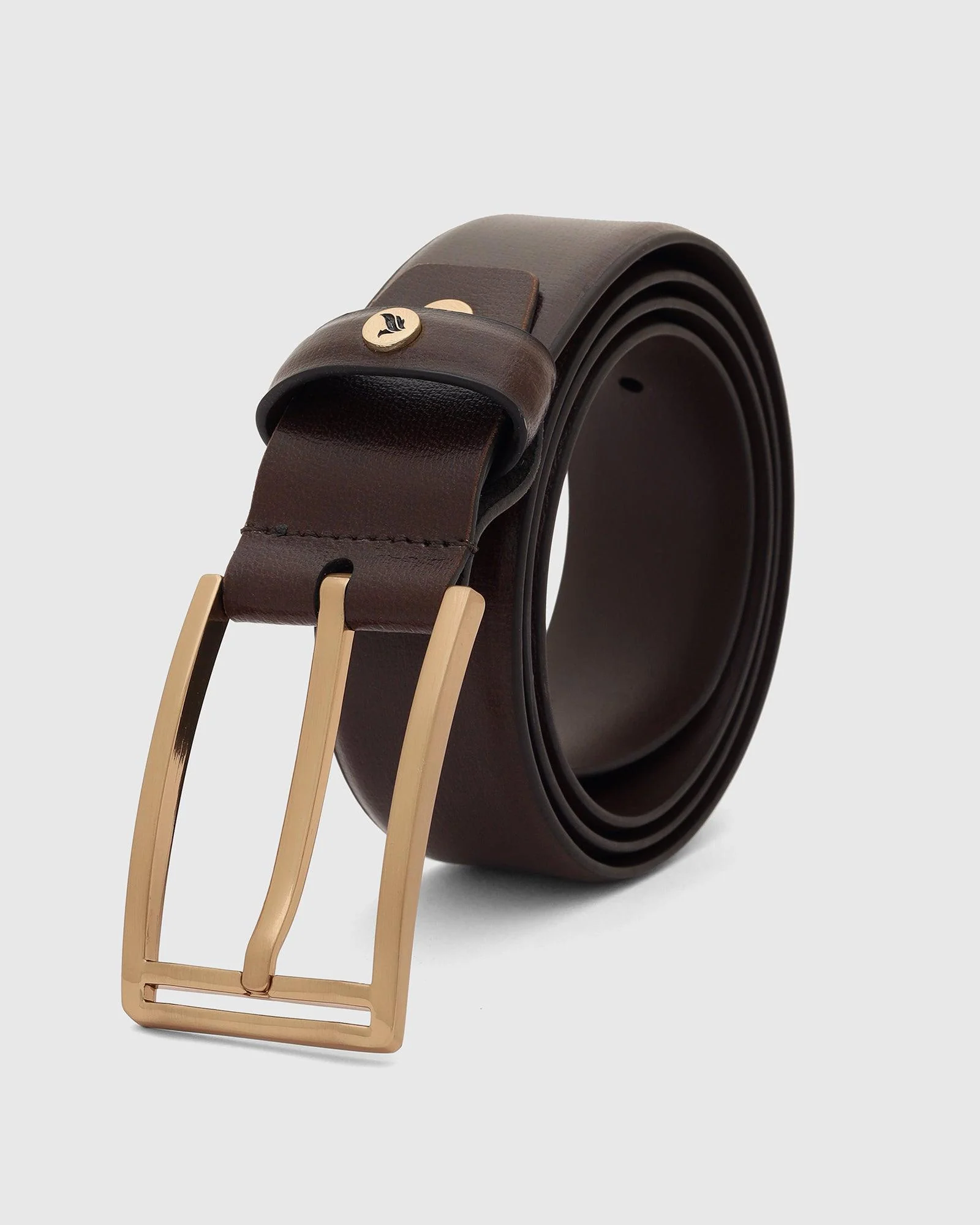 Leather Chocolate Brown Solid Belt - Uberto - Image 3