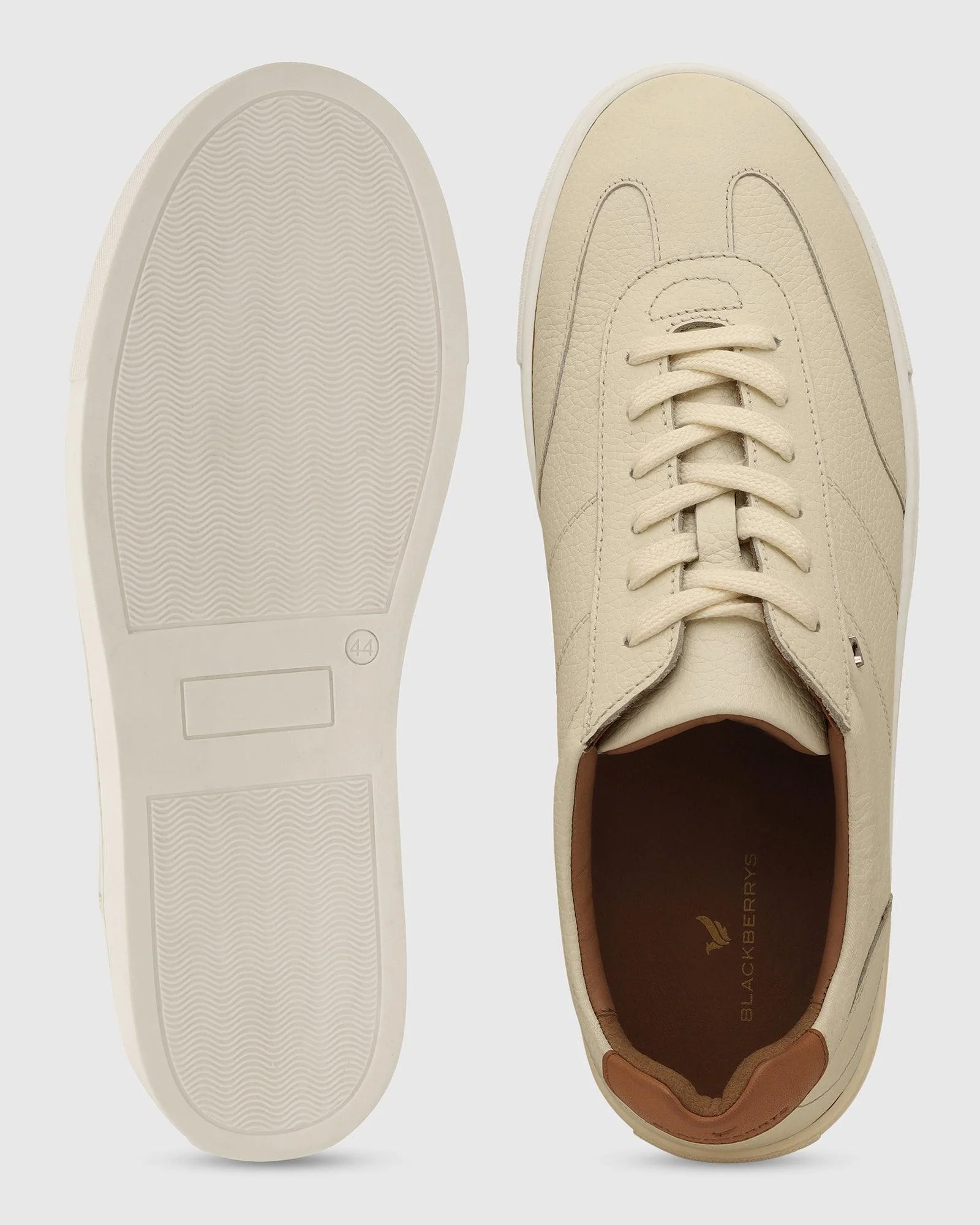 Leather Ivory White Solid Sneakers - Tablet - Image 3