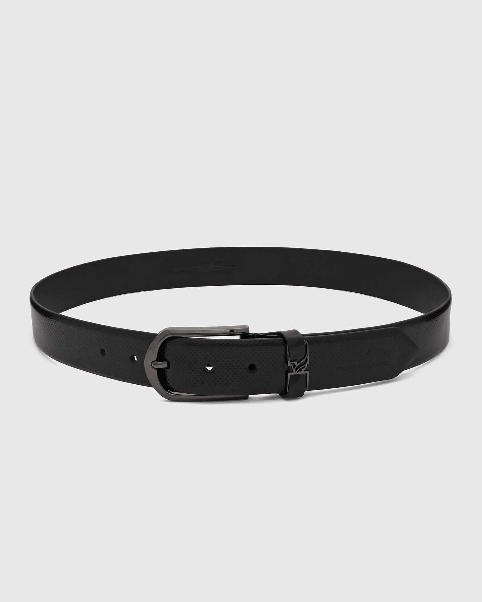 Leather Jet Black Textured Belt - Uratak - Image 4