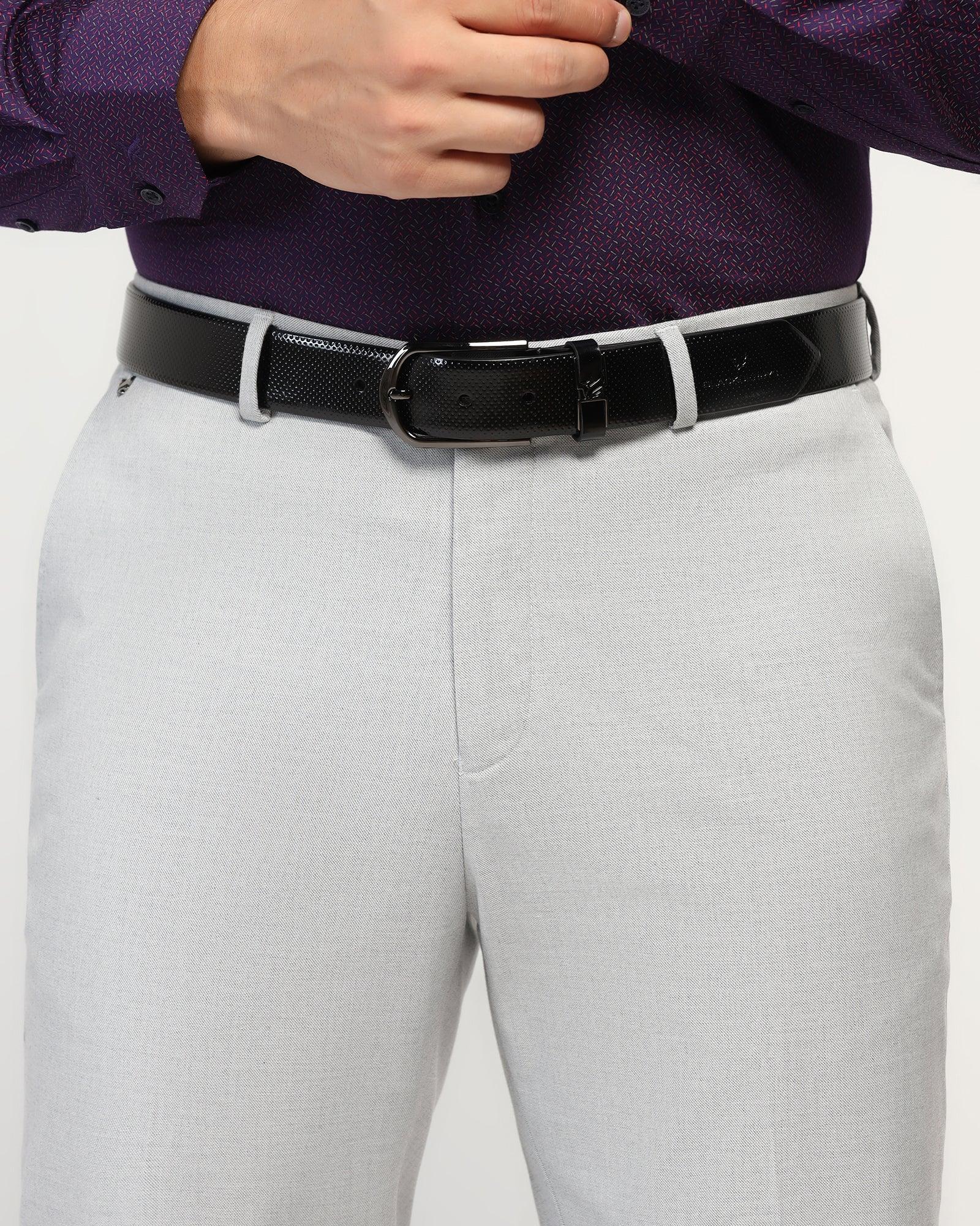 Leather Jet Black Textured Belt - Uratak - Image 5