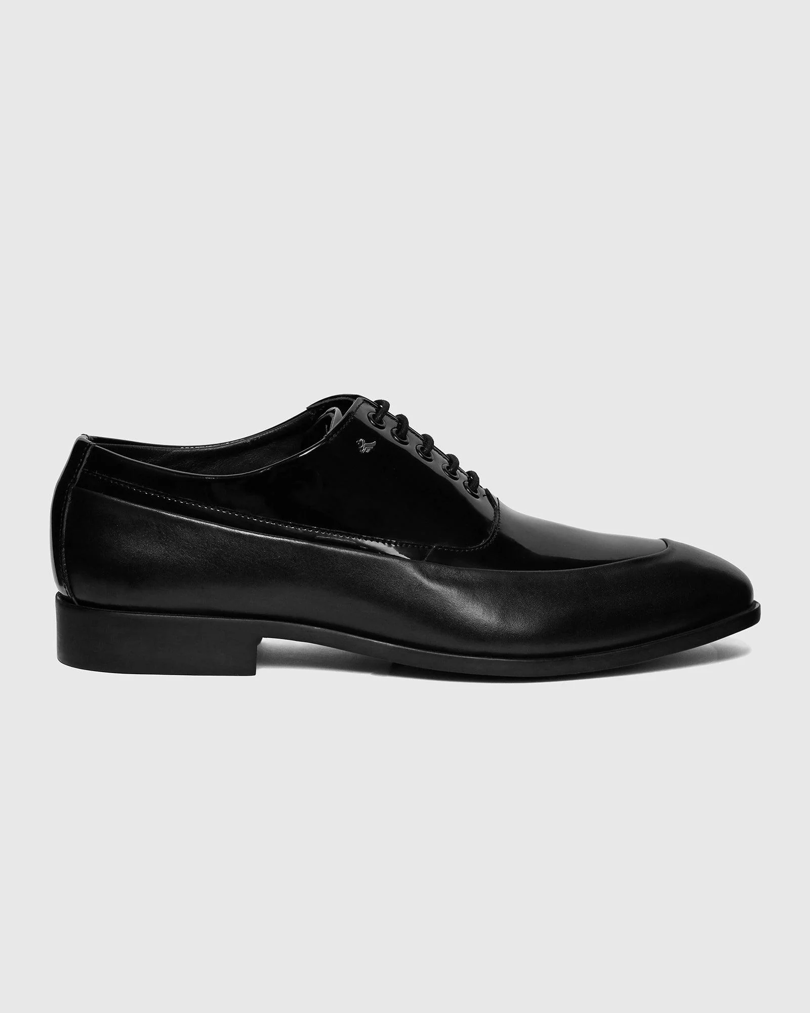 Leather Jet Black Solid Oxford Shoes - Tall - Image 5