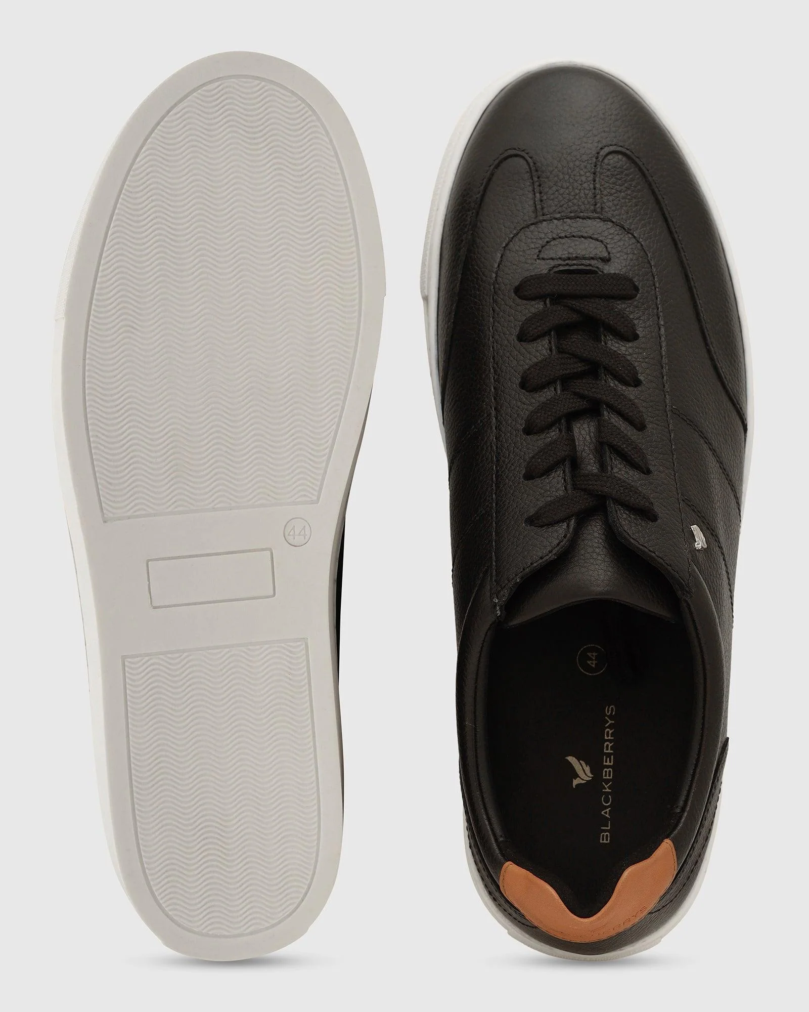 Leather Jet Black Solid Sneakers - Tablet - Image 3