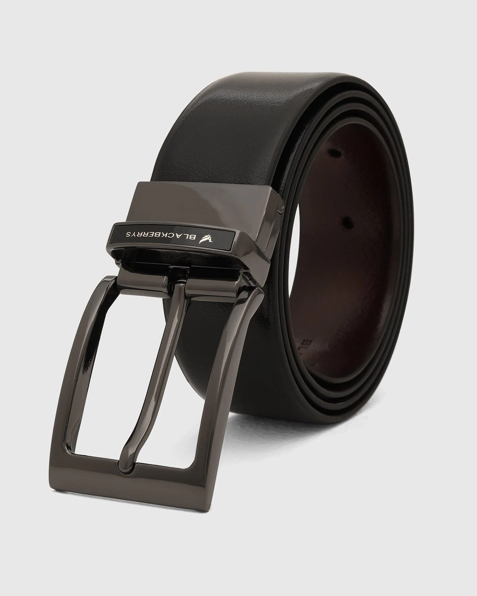 Leather Reversible Navy & Brown Solid Belt - Ursino - Image 4
