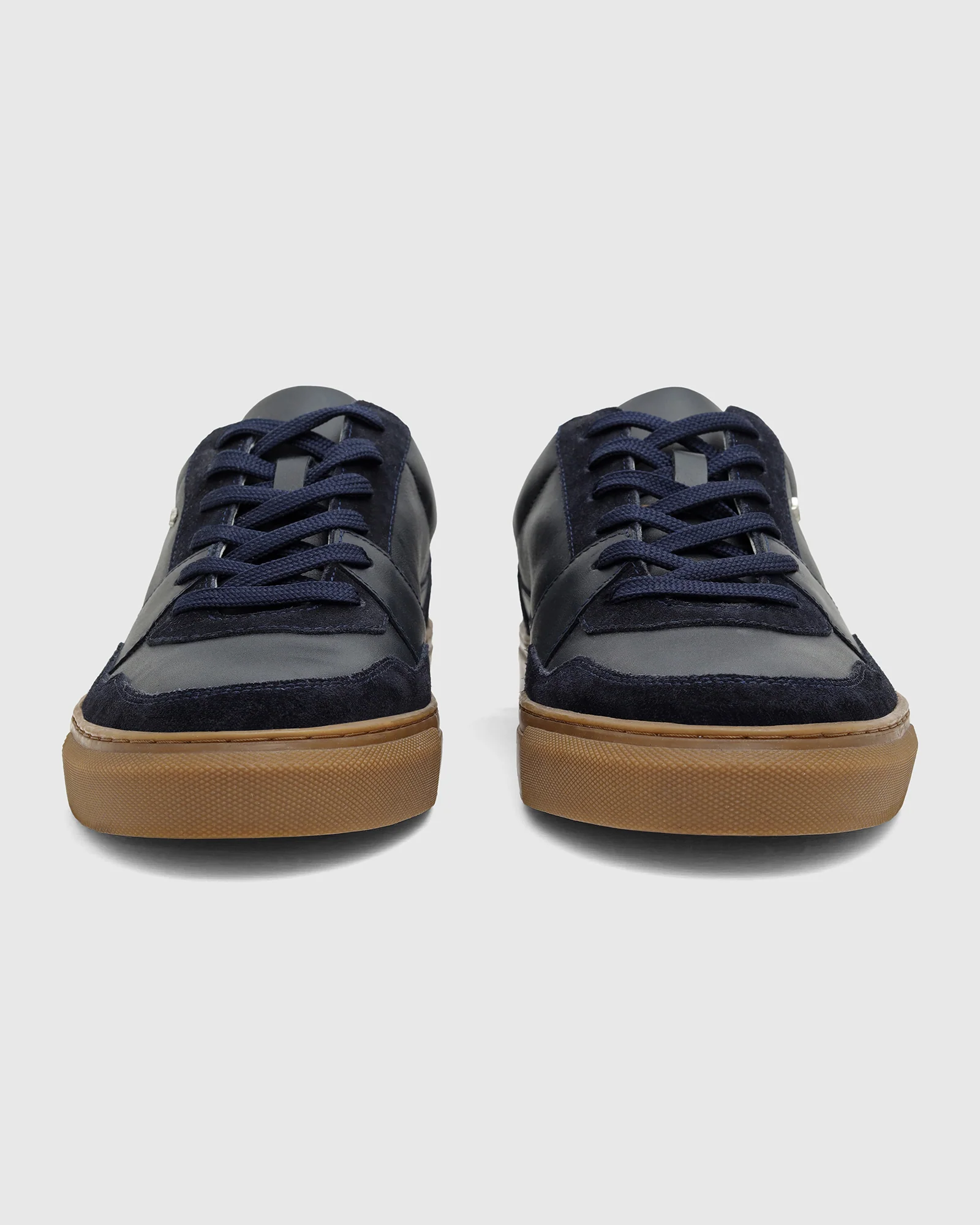 Leather Navy Solid Sneakers - Viva - Image 6