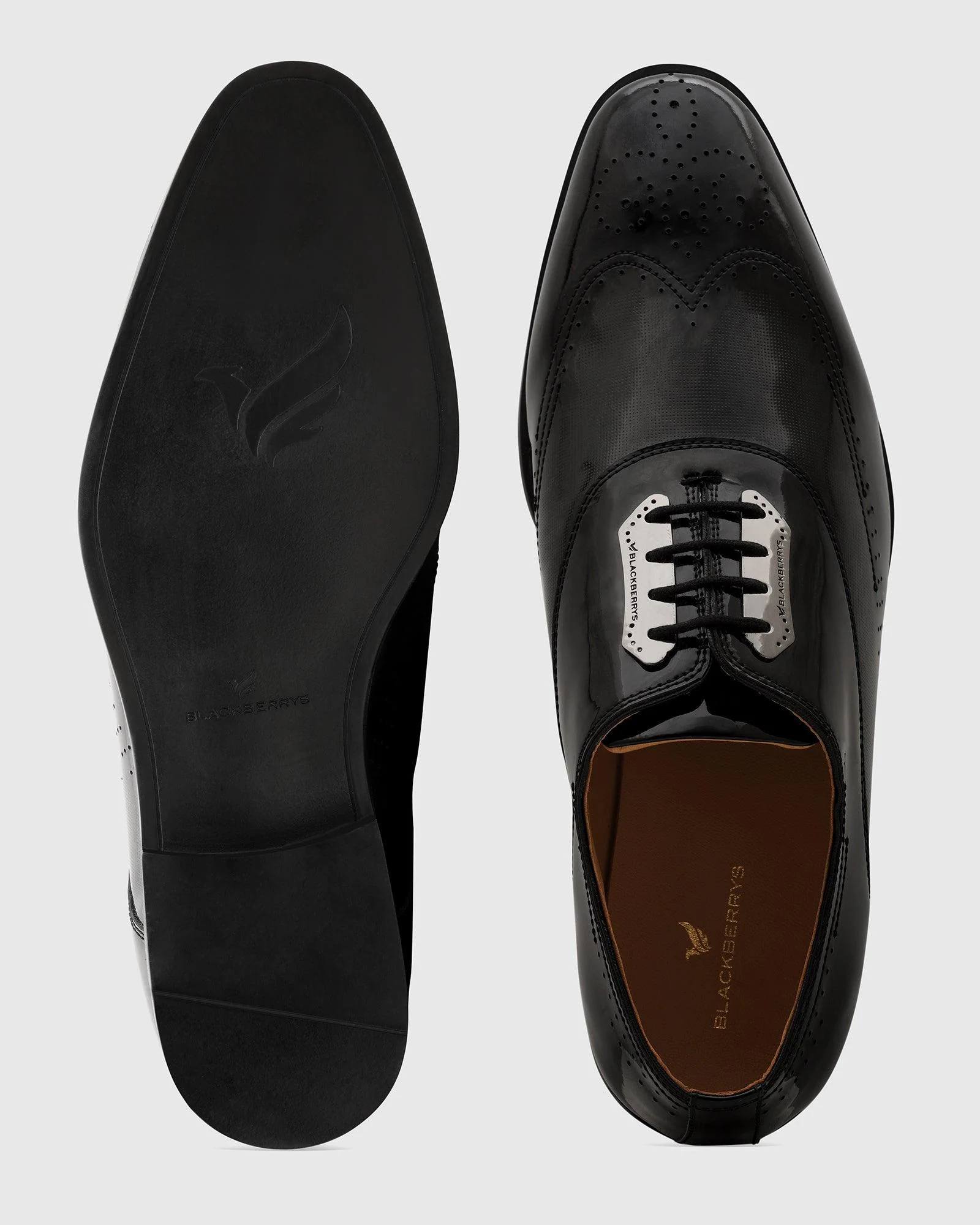 Leather Black Solid Oxford Shoes - Reed - Image 3
