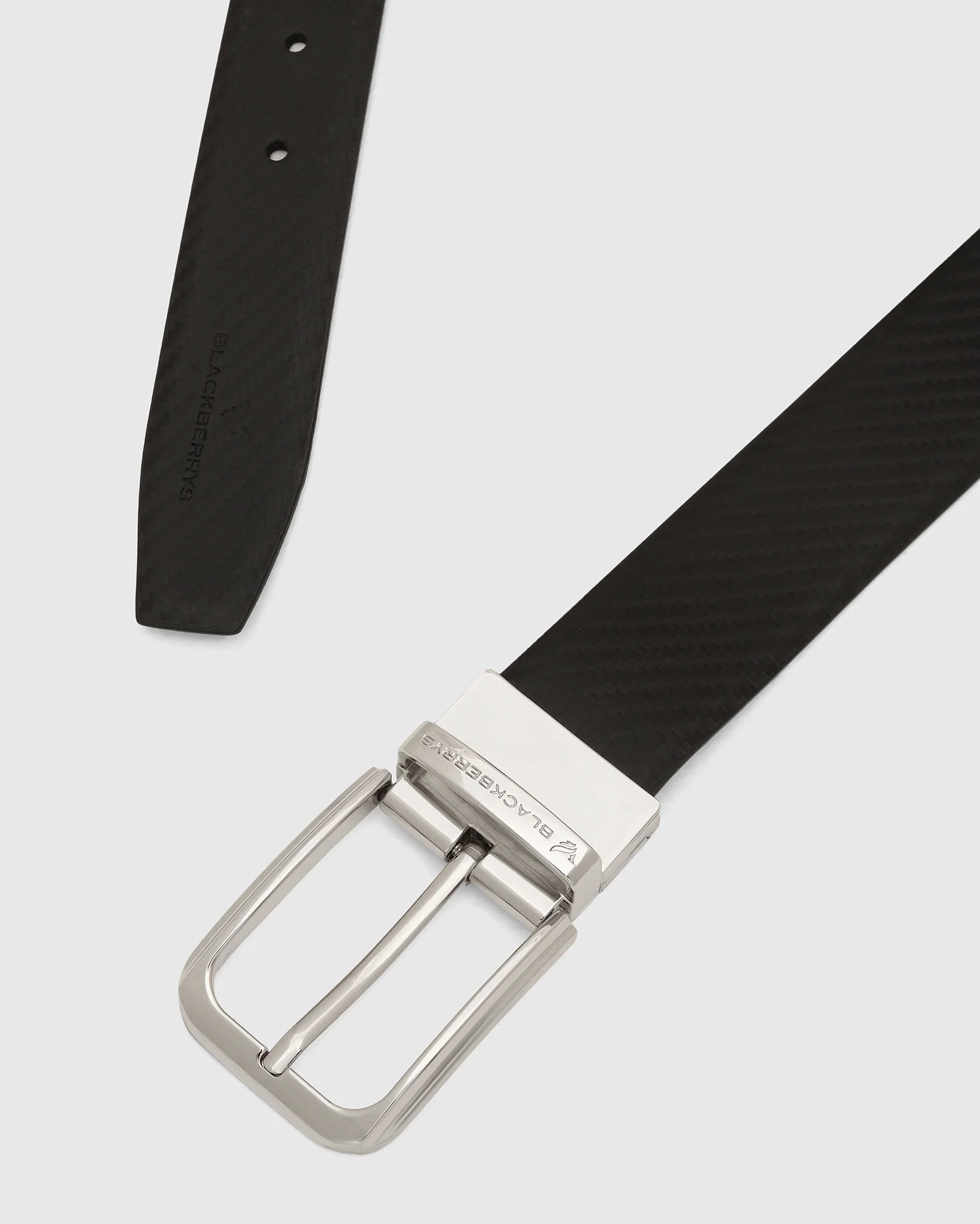 Leather Reversible Black & Brown Textured Belt - Vegas - Image 2
