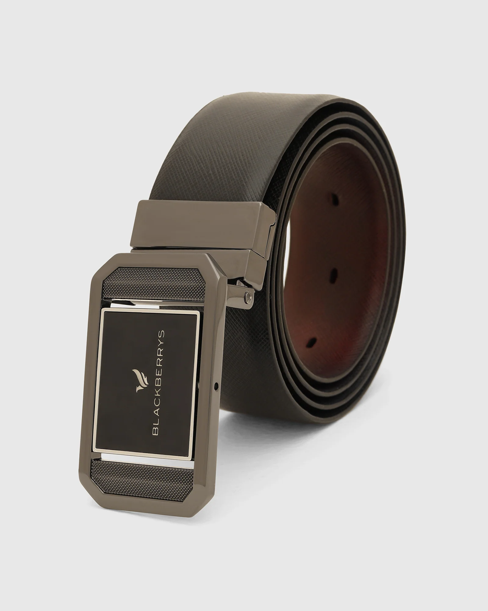 Leather Reversible Black & Burgundy Solid Belt - Vitor - Image 4