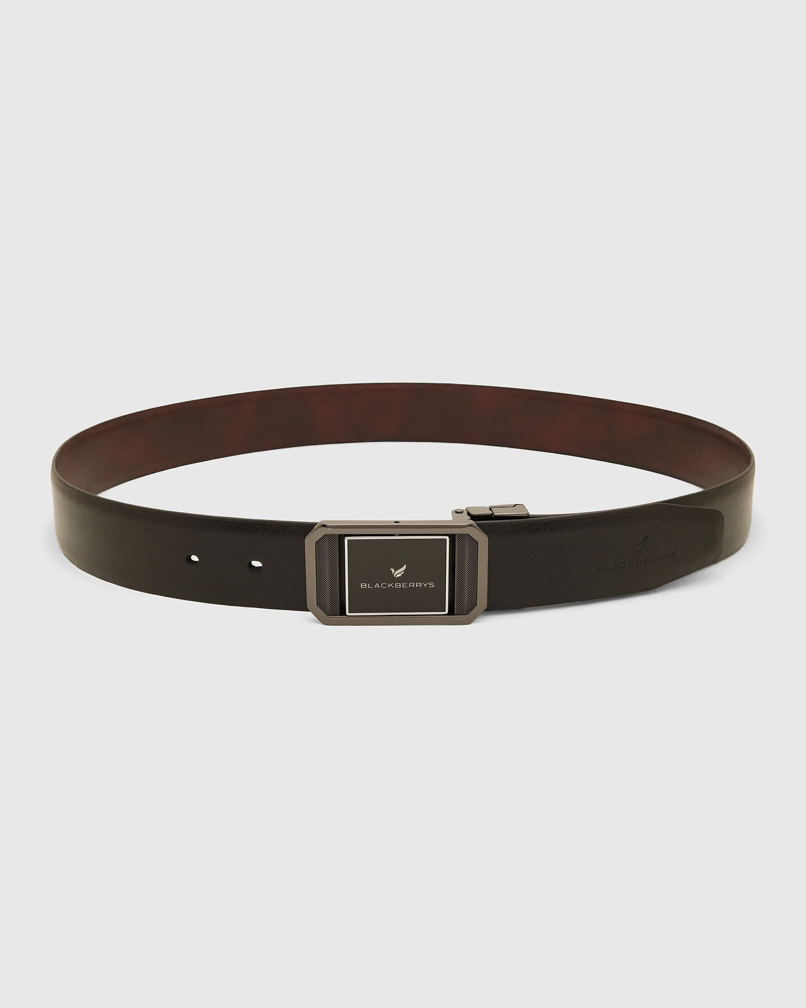 Leather Reversible Black & Burgundy Solid Belt - Vitor - Image 5