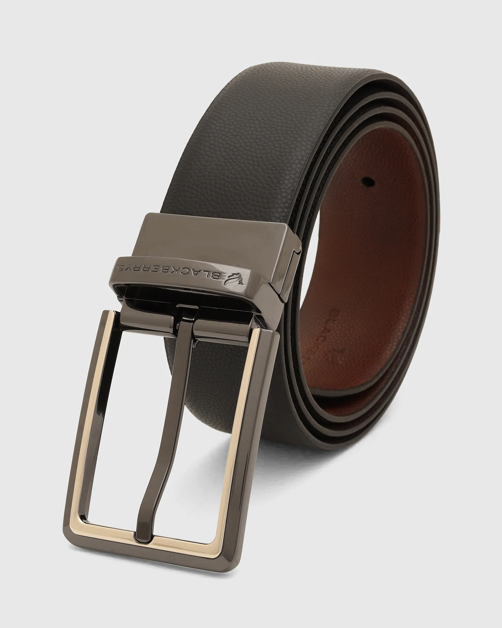 Leather Reversible Black & Tan Solid Belt - Vinson - Image 4