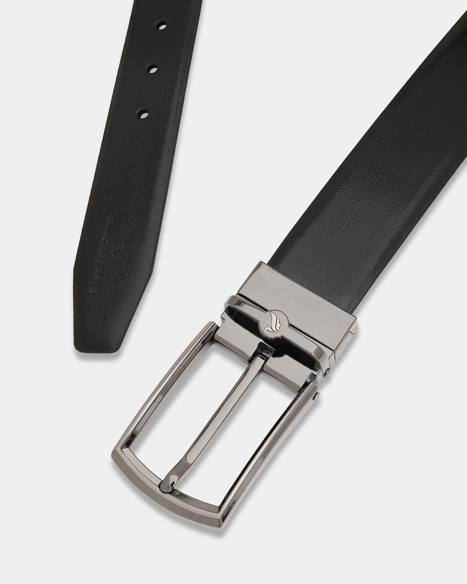 Leather Reversible Black & Tan Textured Belt - Azure - Image 2