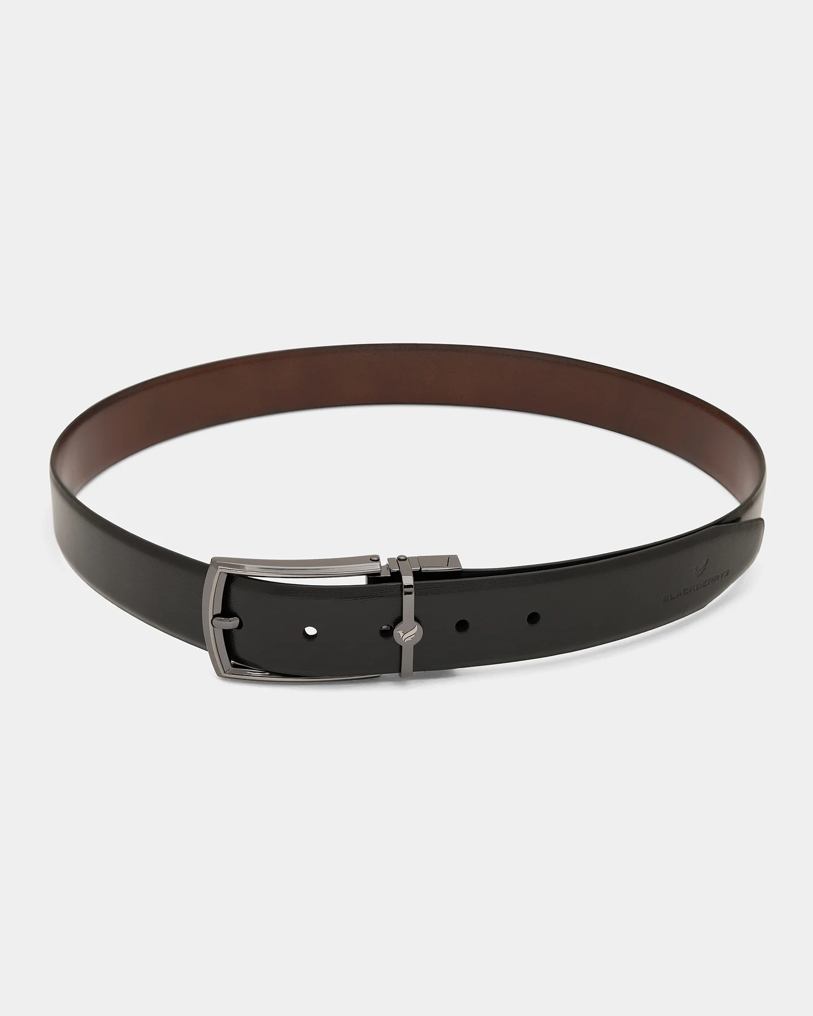 Leather Reversible Black & Tan Textured Belt - Azure - Image 5